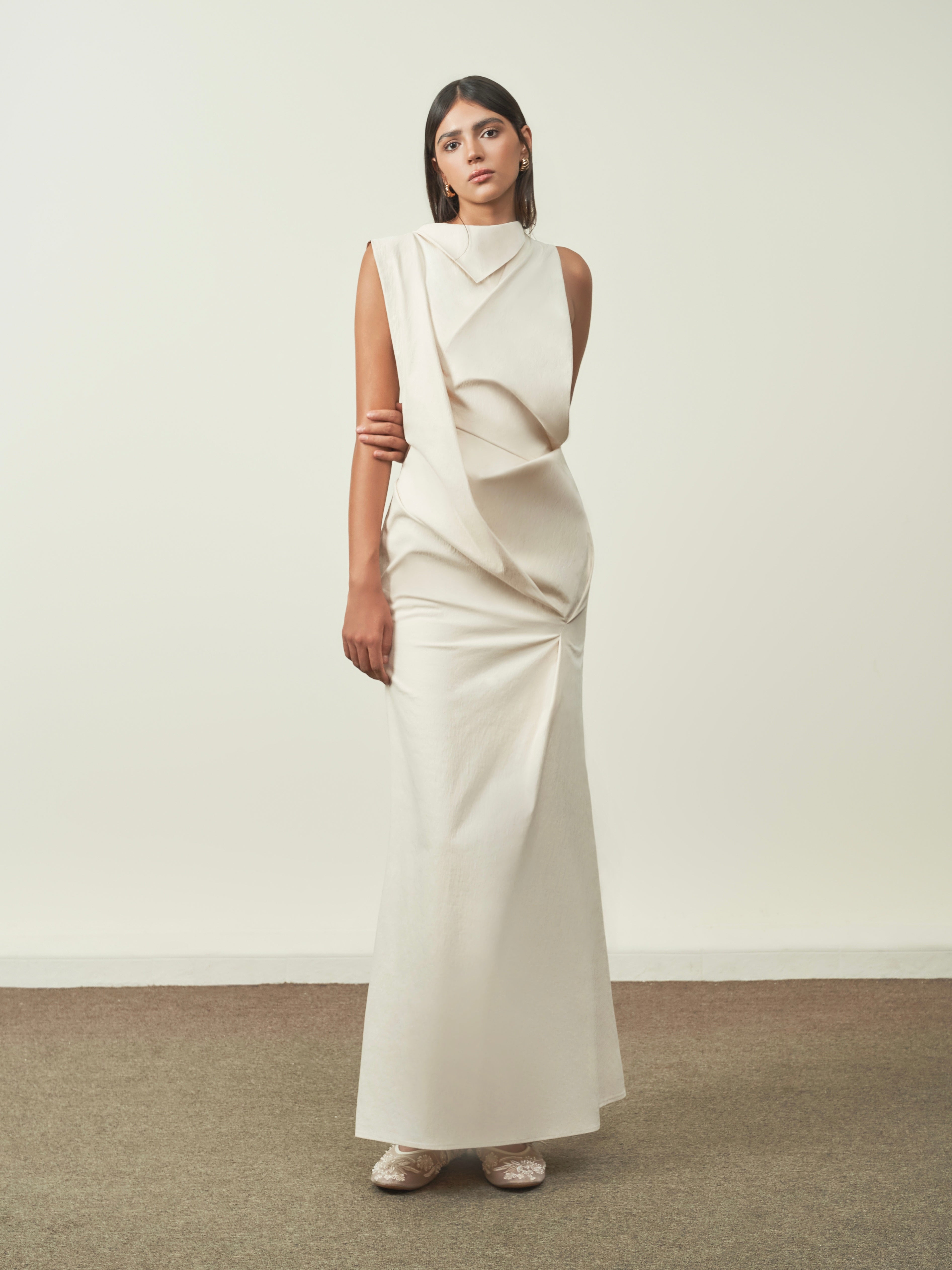 Yen Sa Deconstructed Draped Chenille Midi Dress