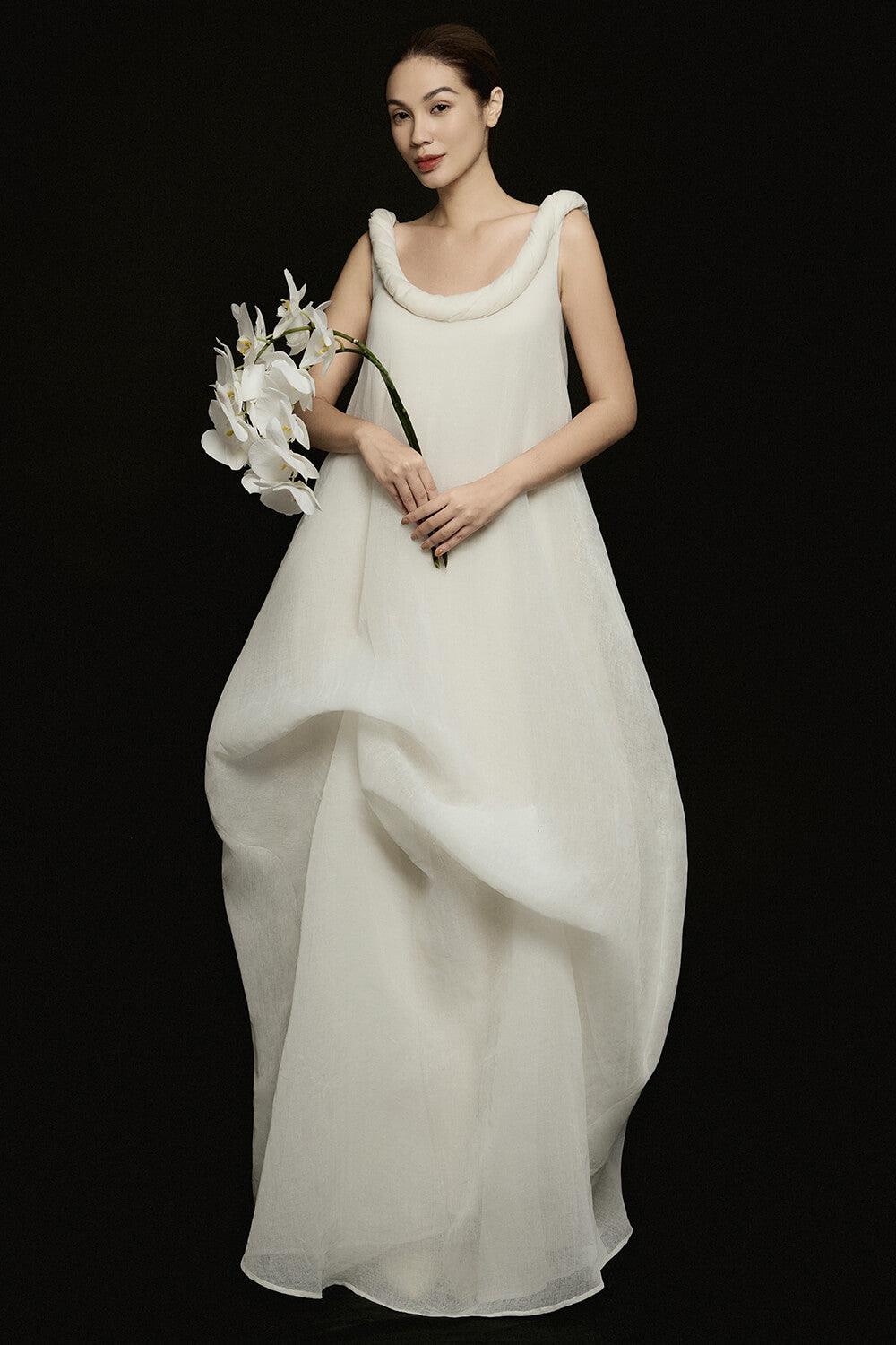 cocoon maxi dress Women's Uyen Thy Cocoon Sleeveless Floss Maxi Dress XS/S/M/L/XL White