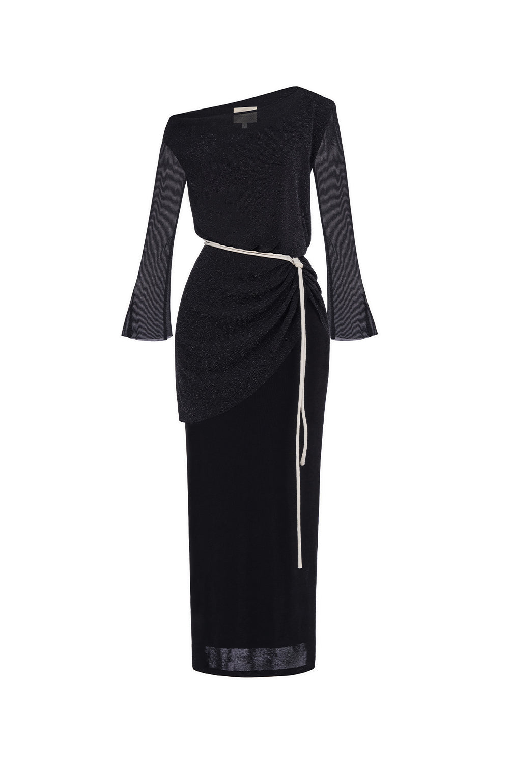 Dinh Tran Sheath Asymmetric Shoulder Spandex Maxi Dress