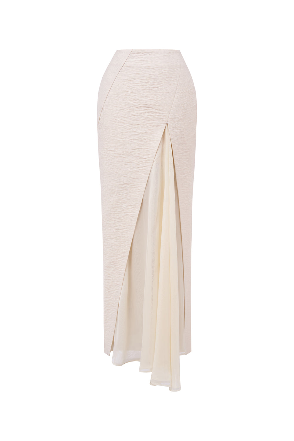 Khiet Trumpet Side Slit Silk Linen Maxi Skirt