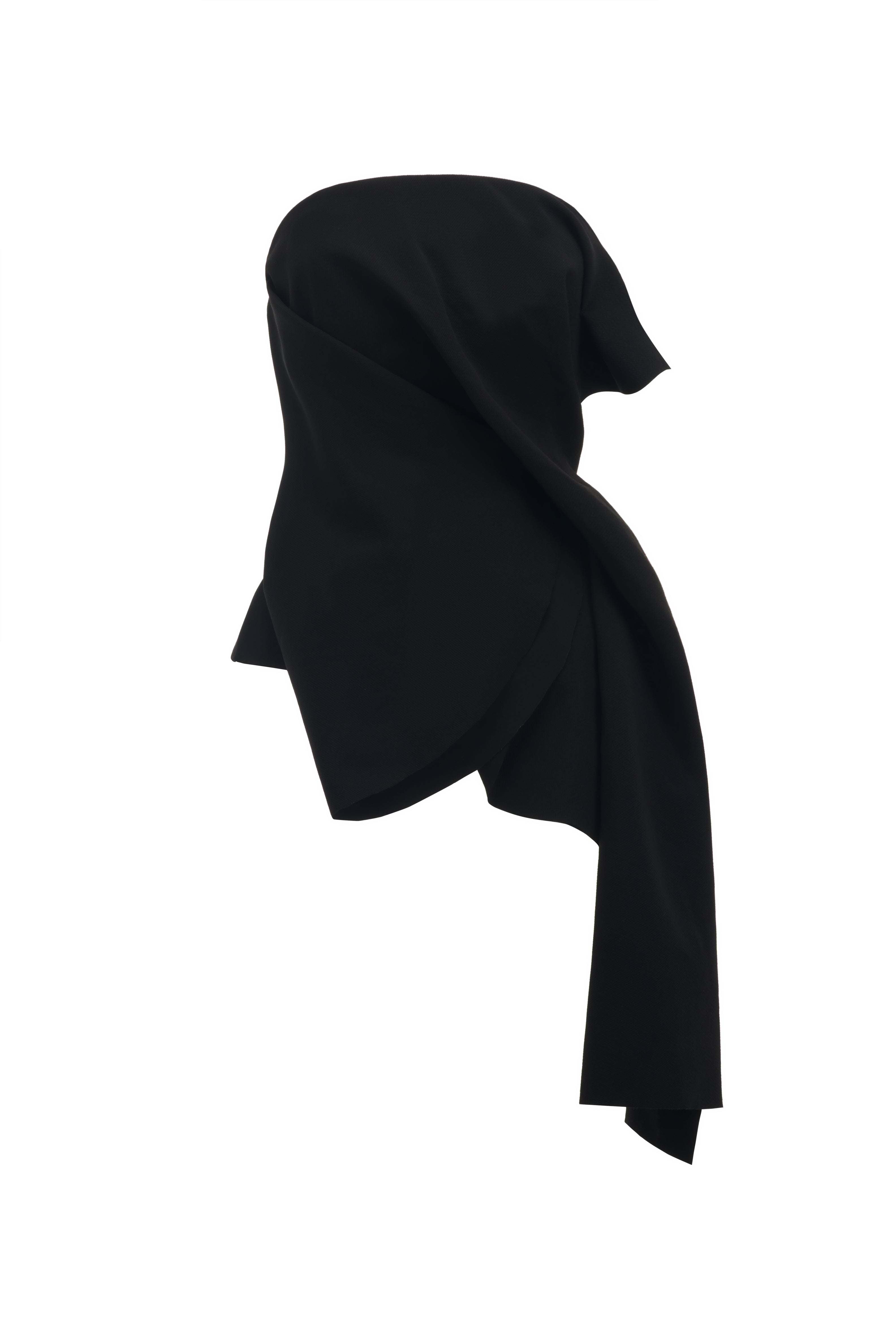 Nga Asymmetric Draped Strapless Ribbed Twill Top
