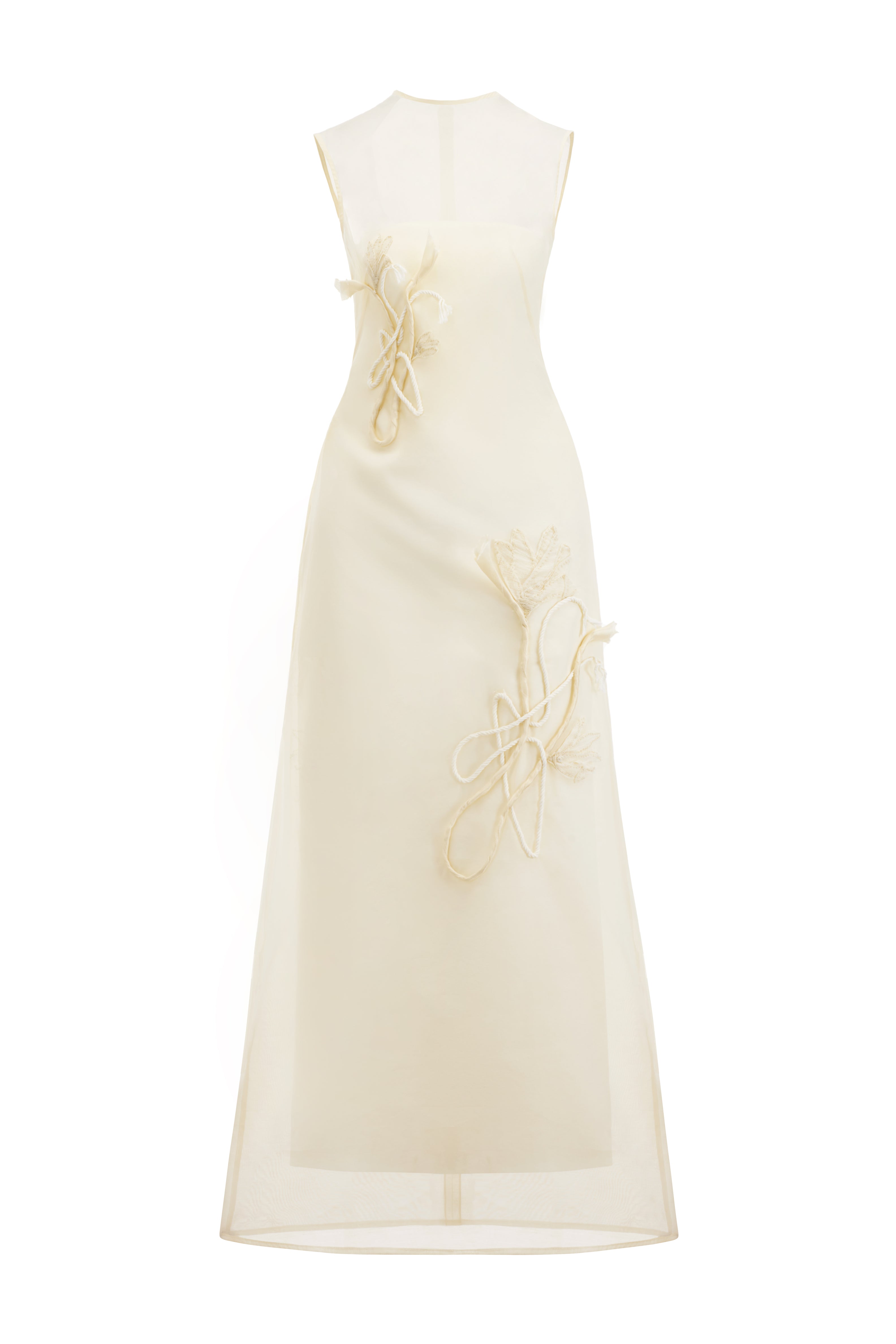Linh Chi H-Line Flower Embroidery Organza Midi Dress