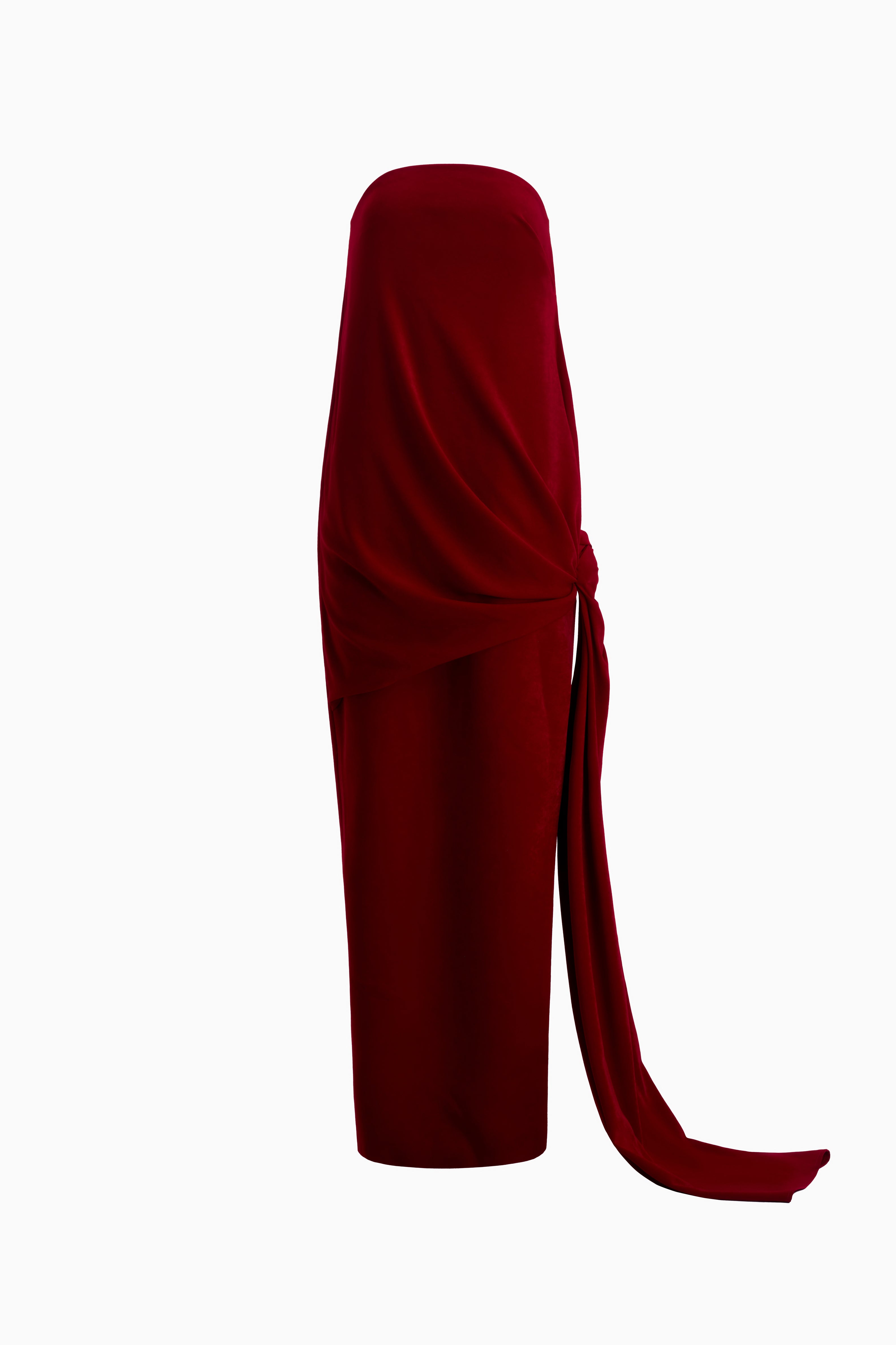 Linh Dung Cocoon Strapless Velvet Maxi Dress