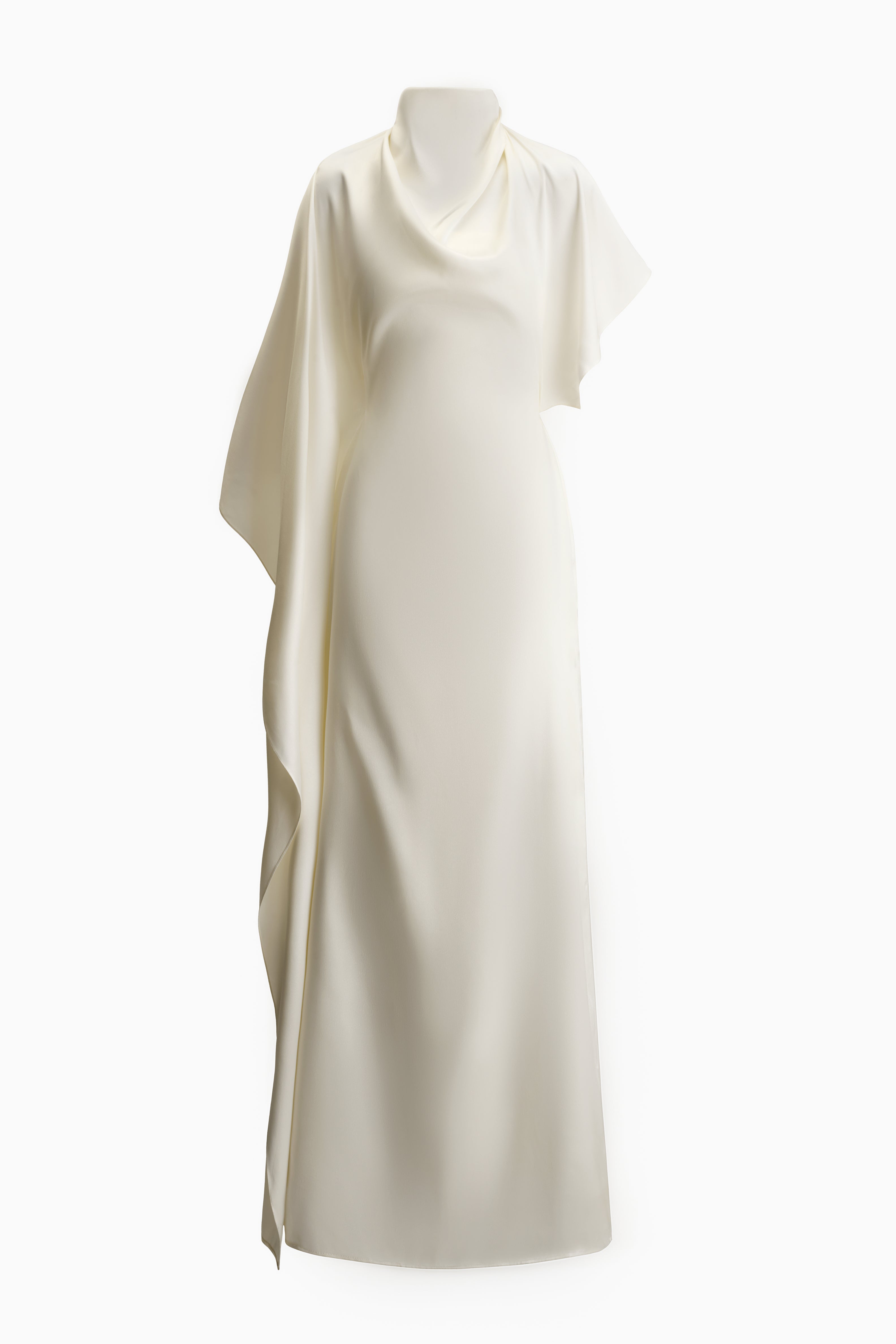 Dieu Nhu Asymmetrical Drape Satin Maxi Dress