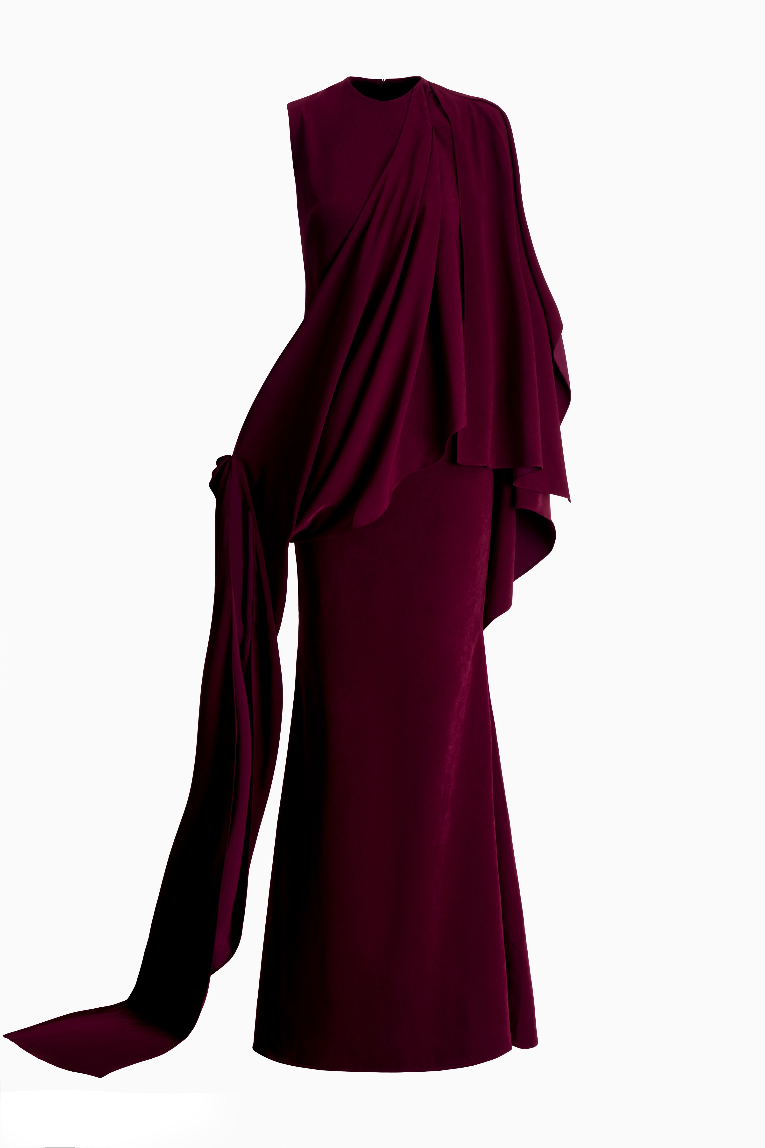 Nguyet Nga Trumpet Cape-Overlay Velvet Maxi Dress