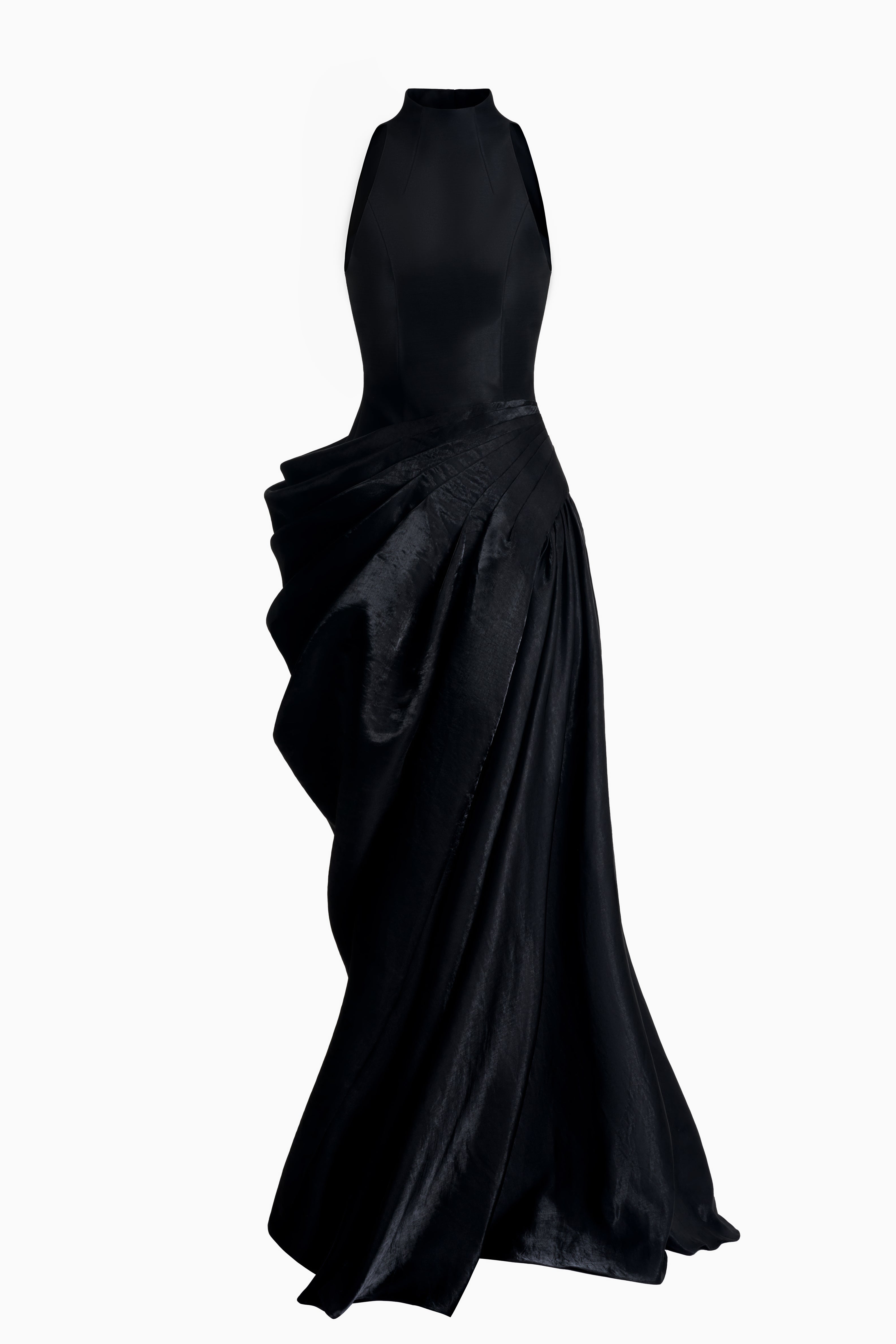 Da Huyen Voluminous Drape Taffeta & Satin Maxi Dress