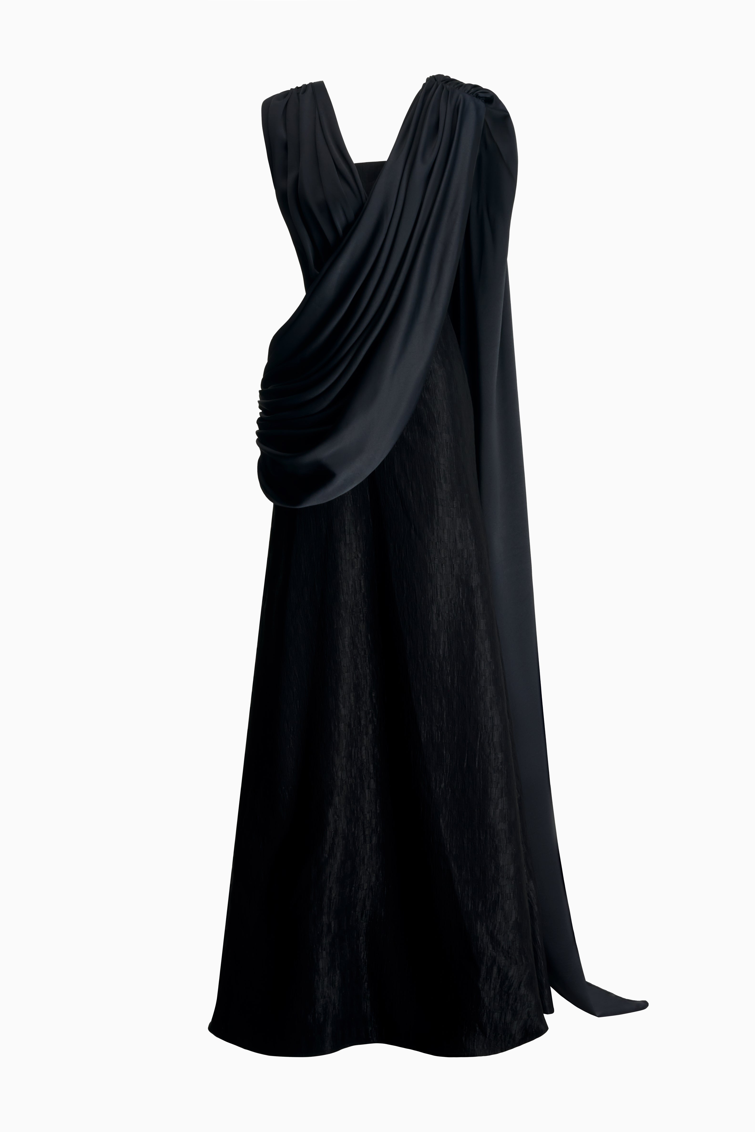 Yen Ly A-Line Asymmetric Drape Crinkle Cotton Maxi Dress