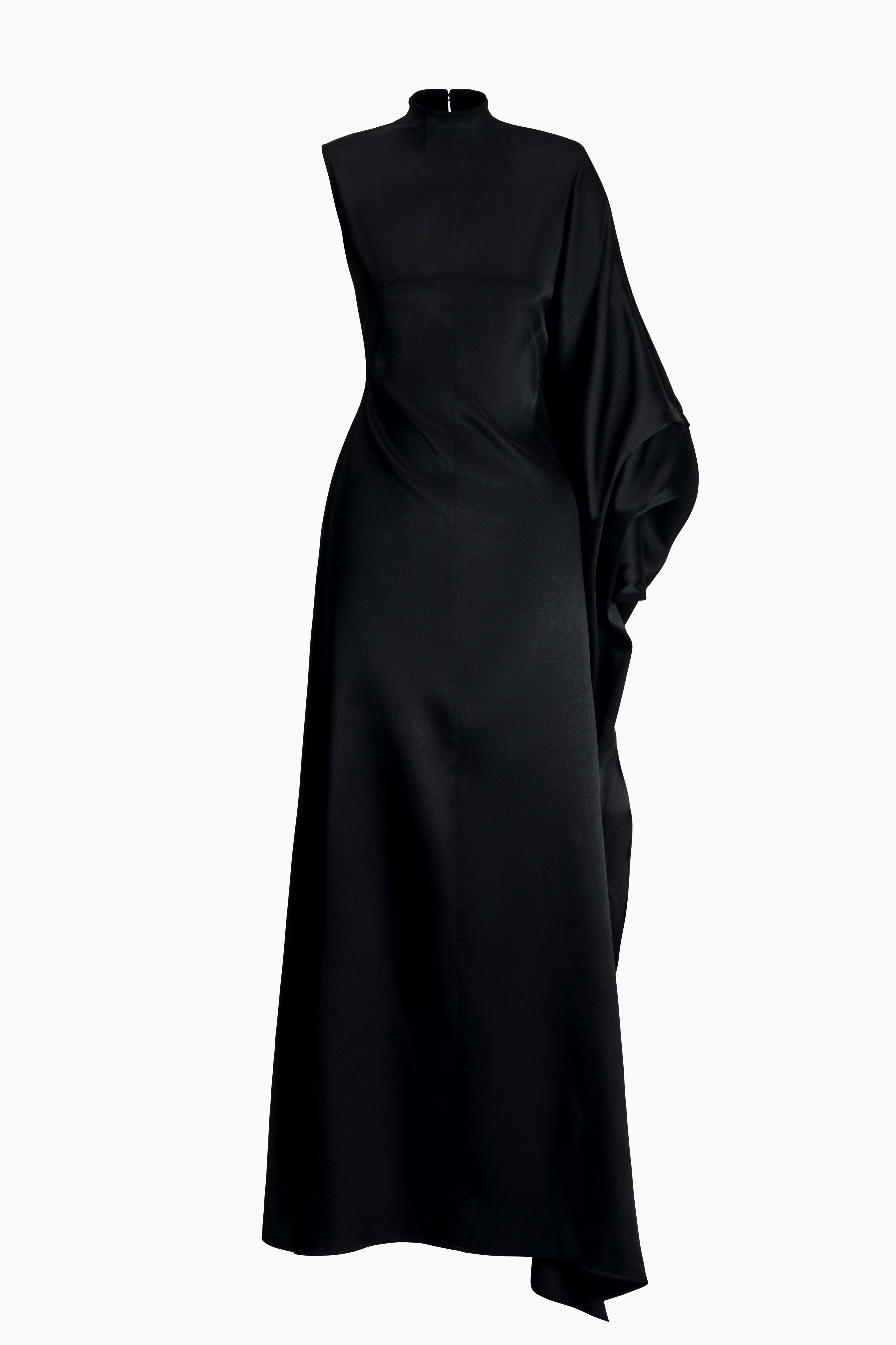 Huyen Dan Asymmetrical Draped Satin Maxi Dress