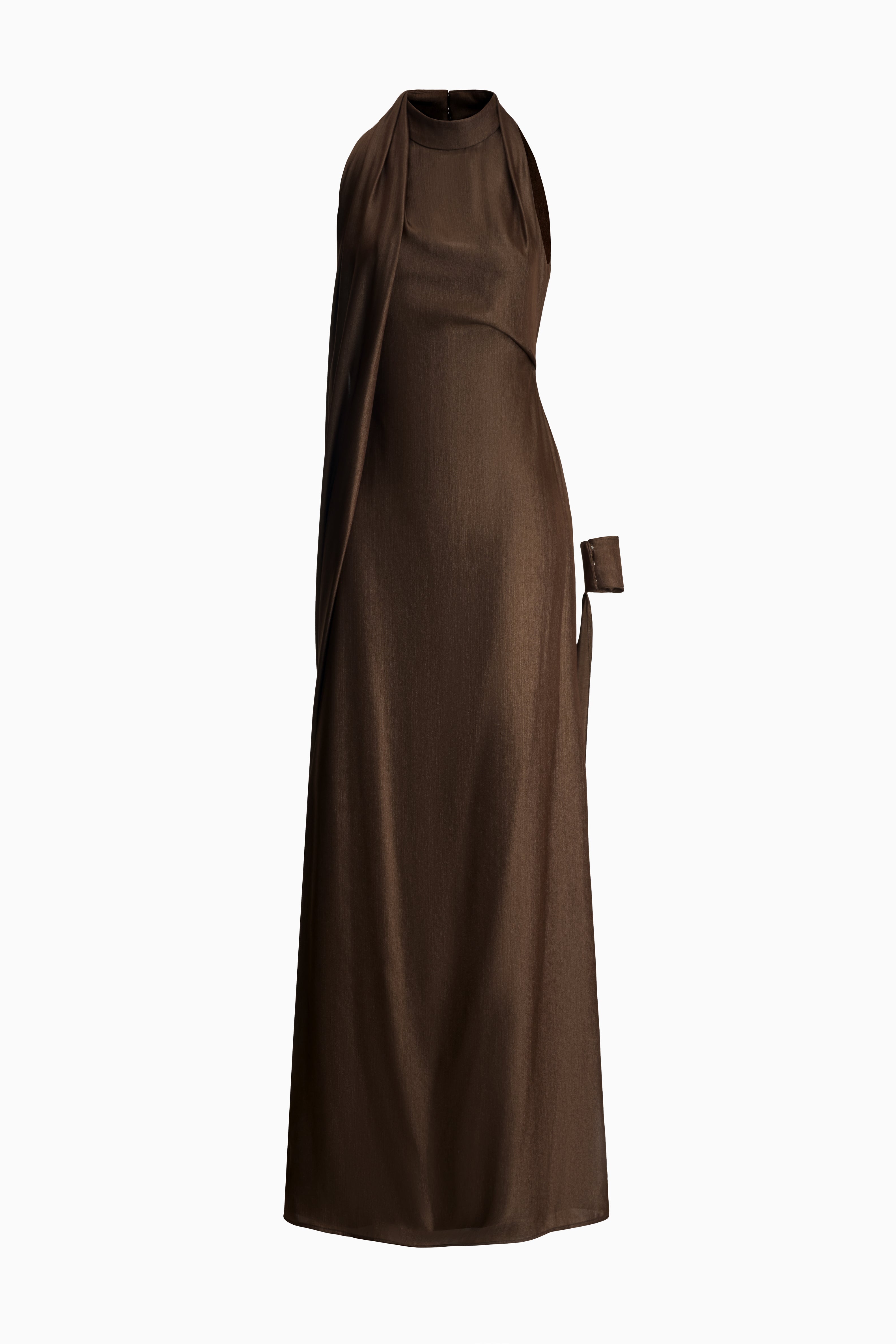 Minh Thu Sheath High Neck Shimmering Twill Maxi Dress