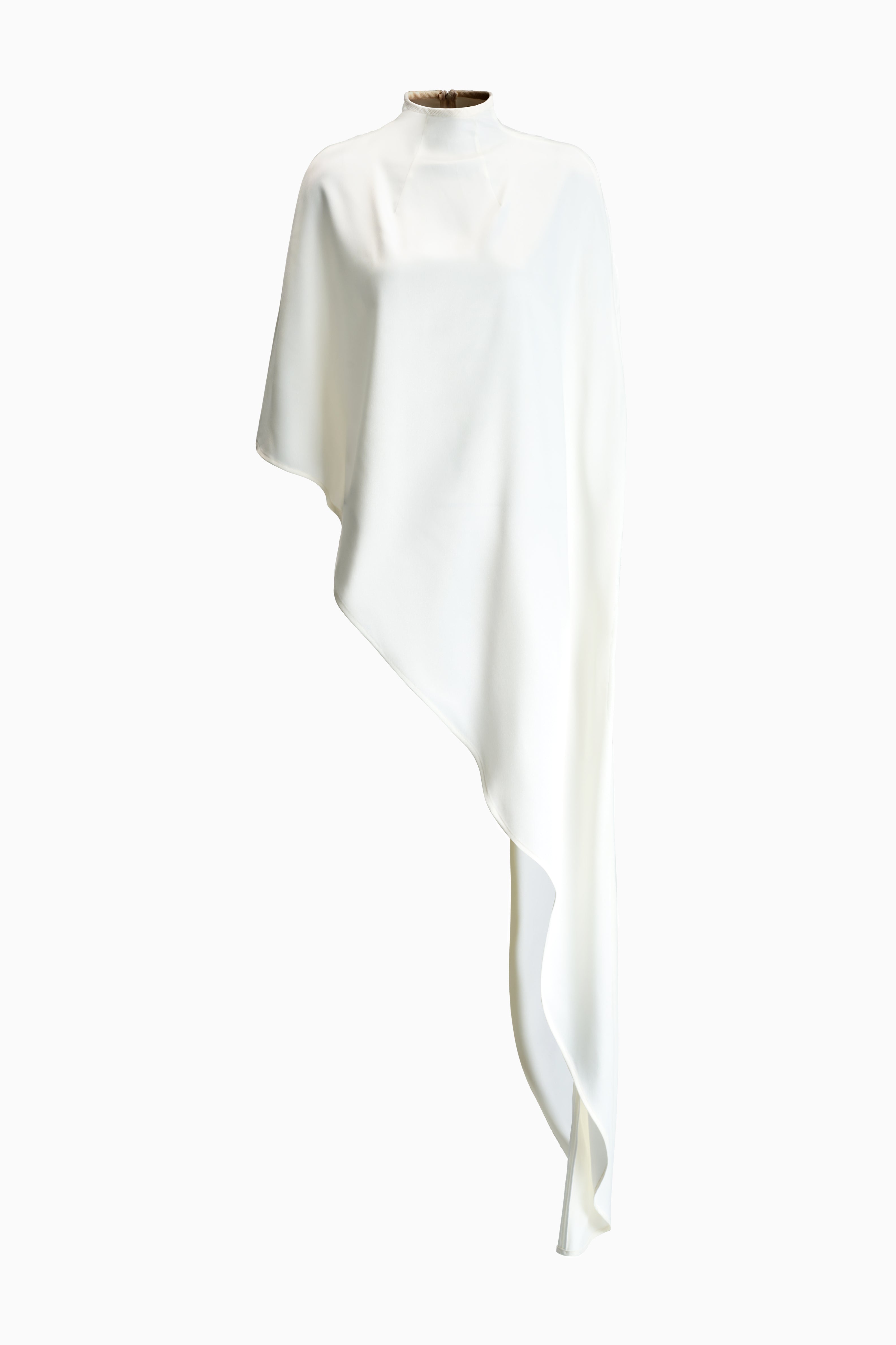 Quynh Dao Asymmetric Flowing Satin Cape