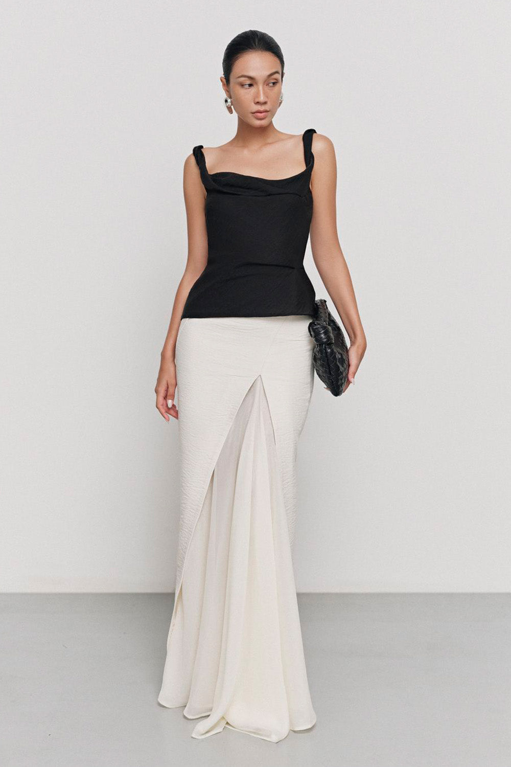 Khiet Trumpet Side Slit Silk Linen Maxi Skirt