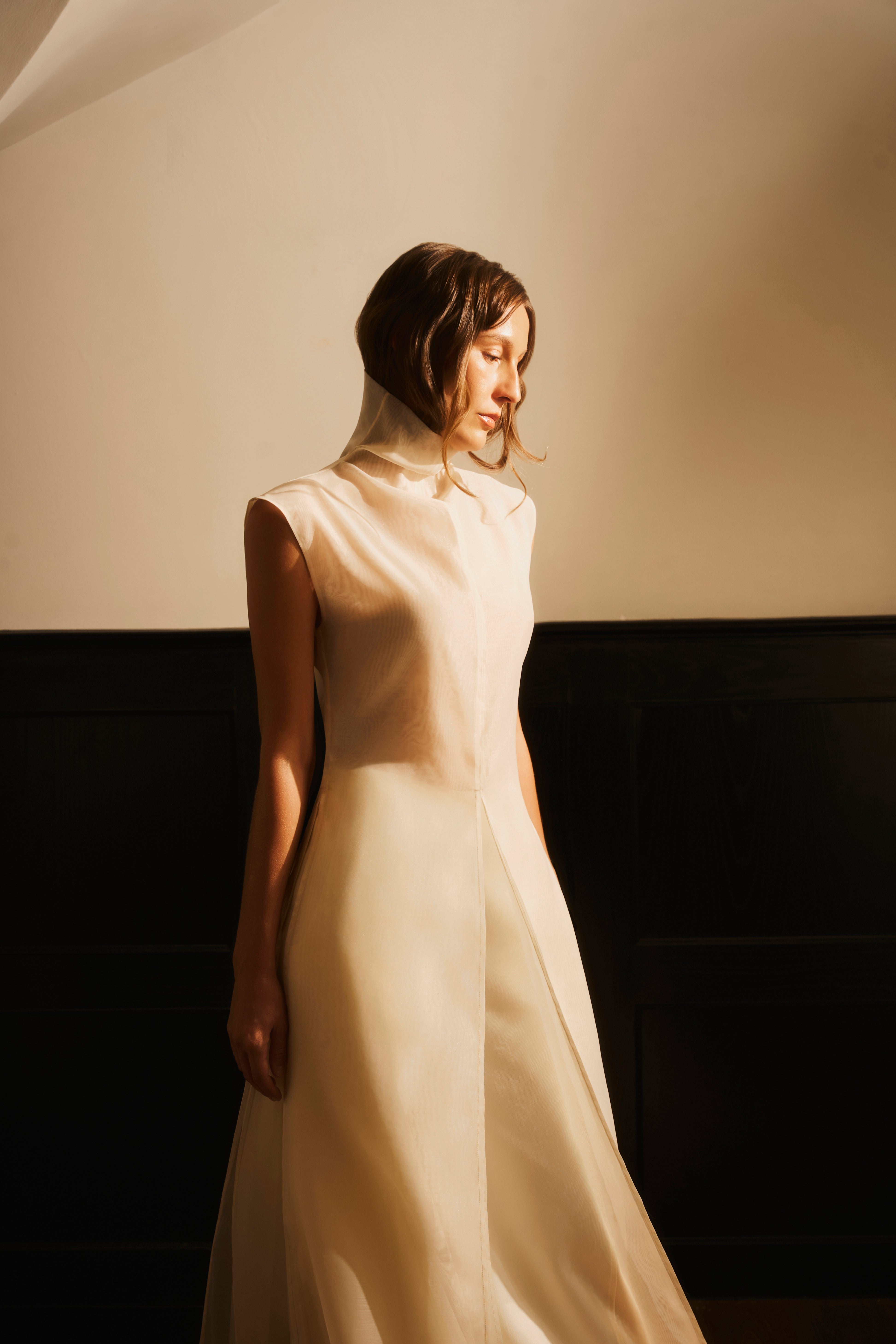Uyen Nhu I-Line Layered Organza Long Top