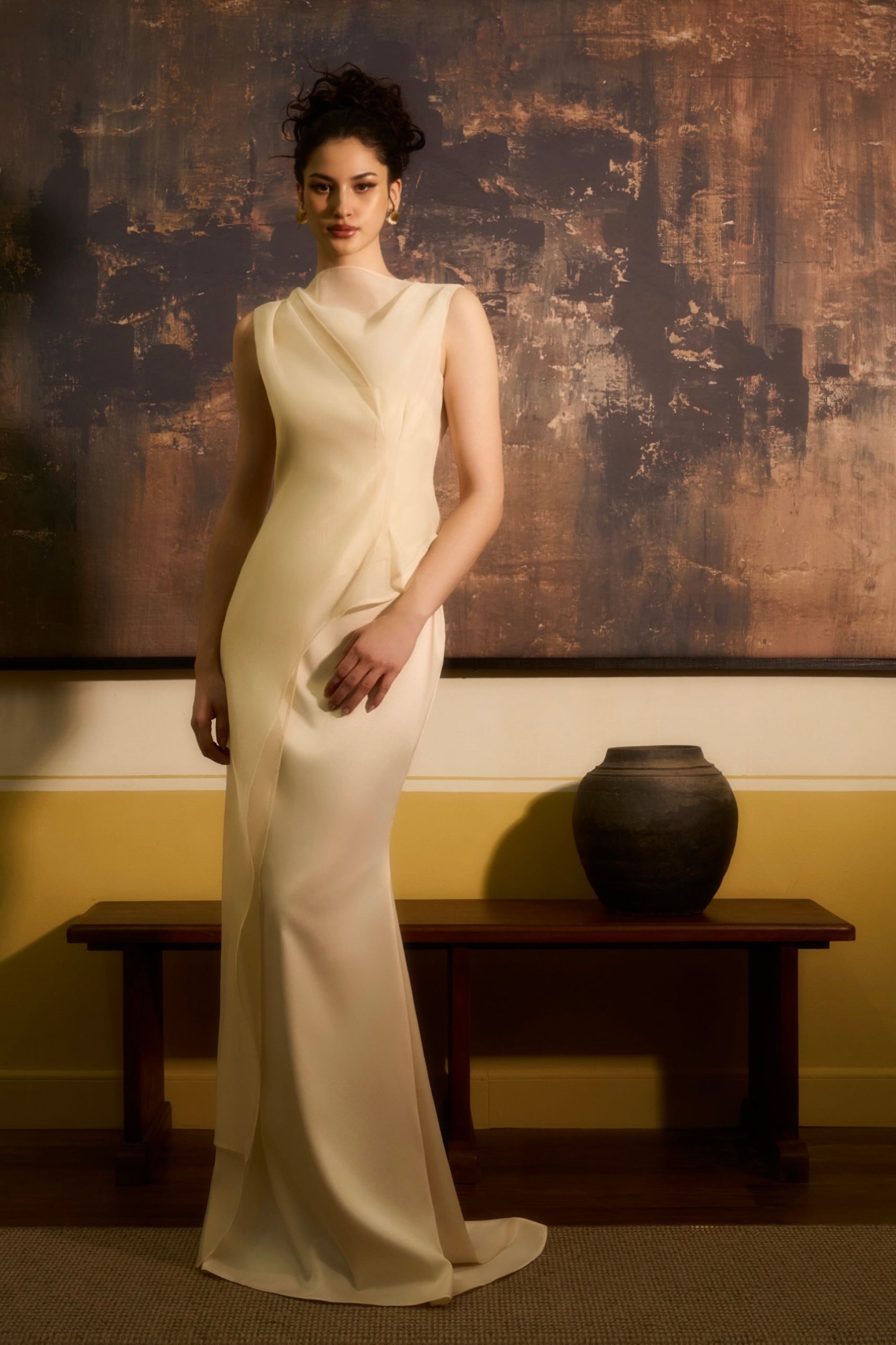 My Van Asymmetric Organza Top
