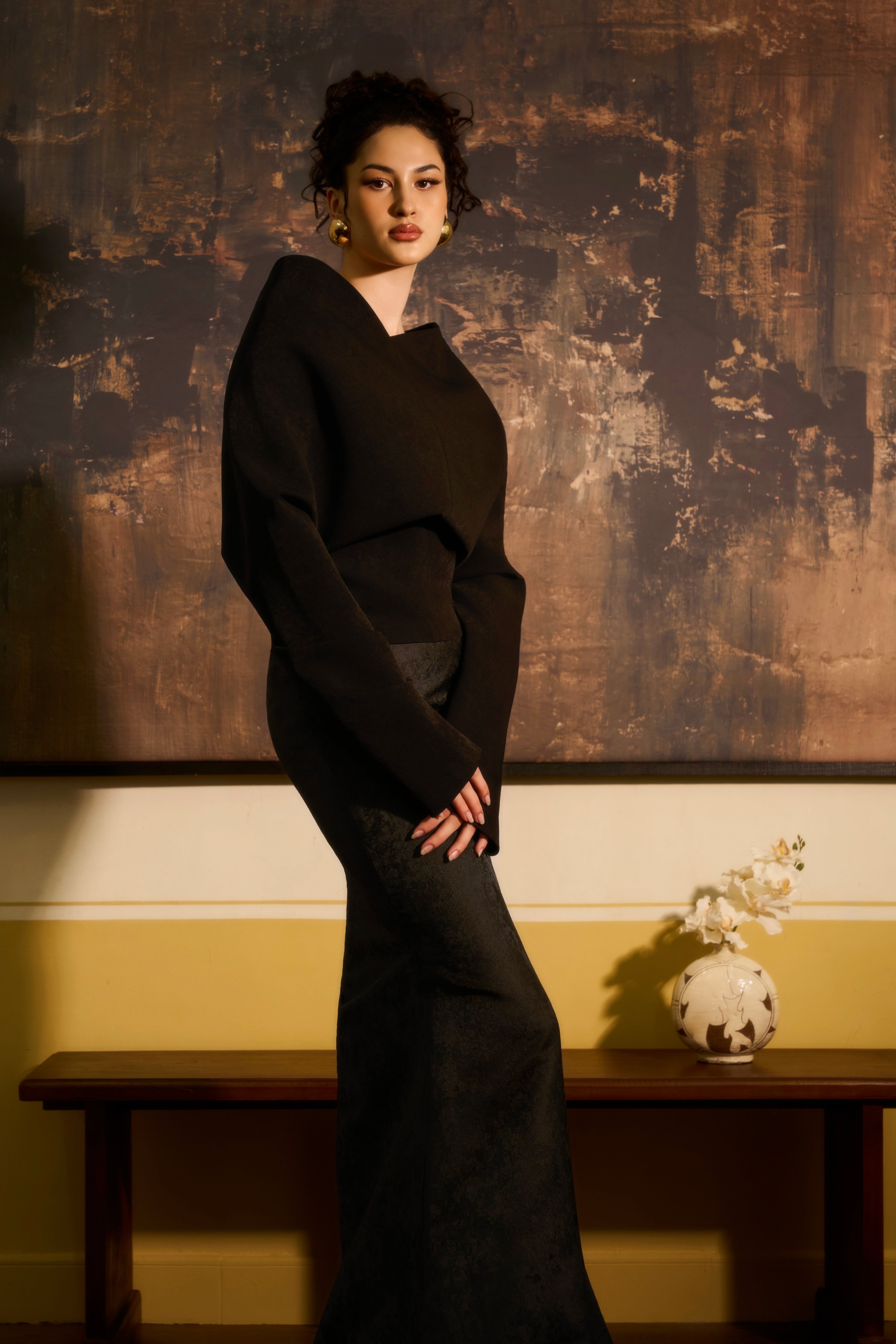 Da Thy Boat Neck Velvet Top