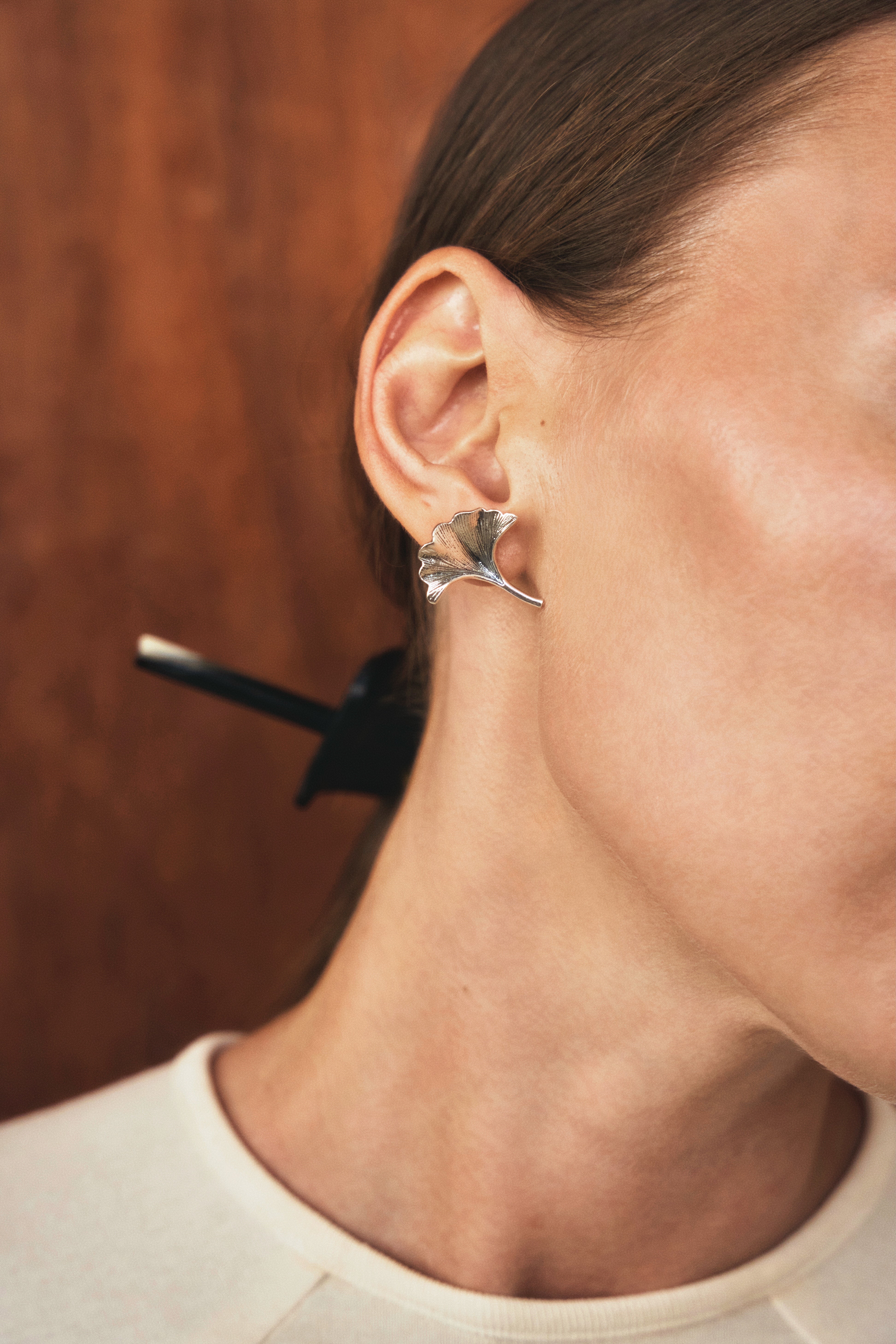 Ginkgo Silver Earrings