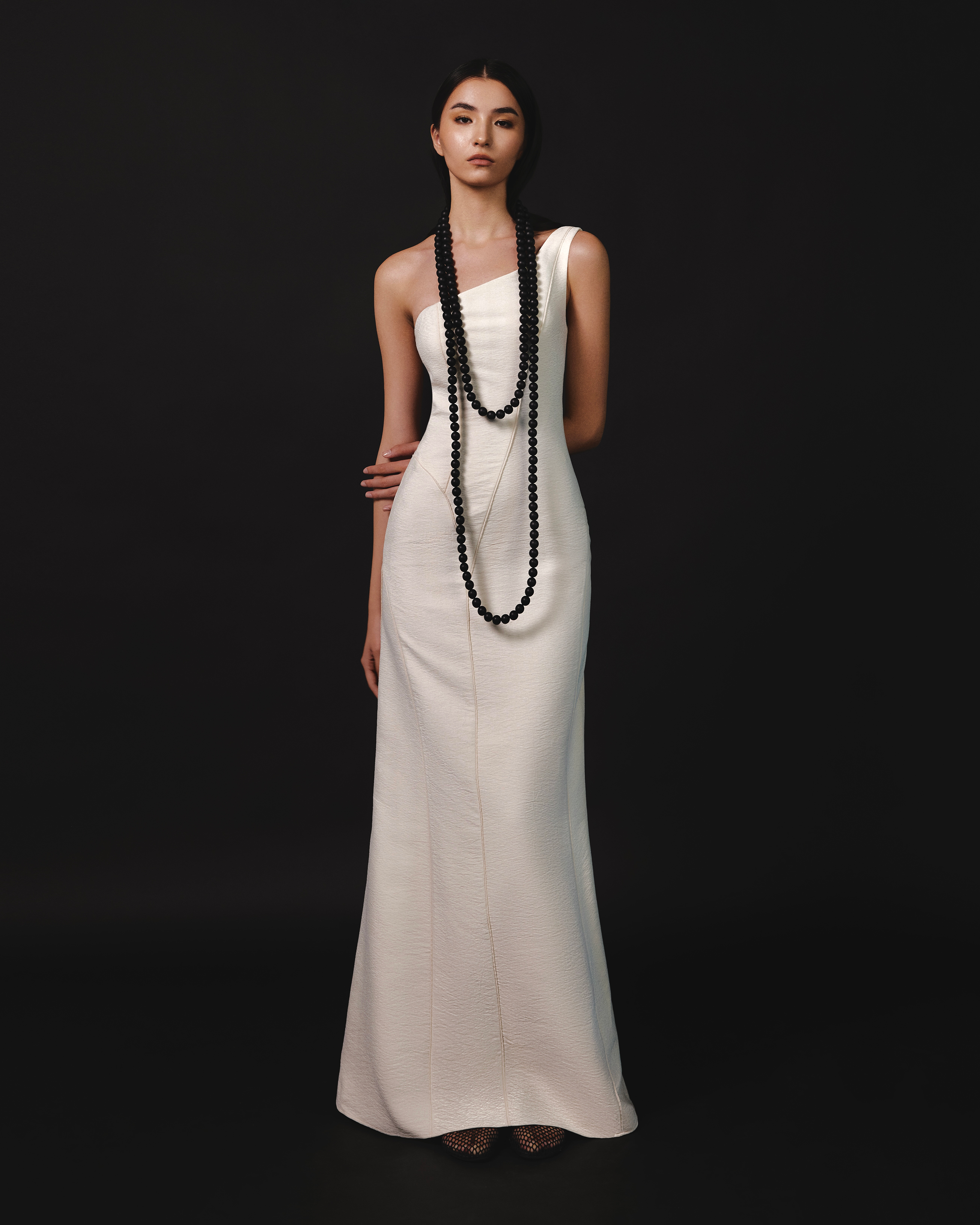 Chuong A-line One Shoulder Tussah Silk Maxi Dress