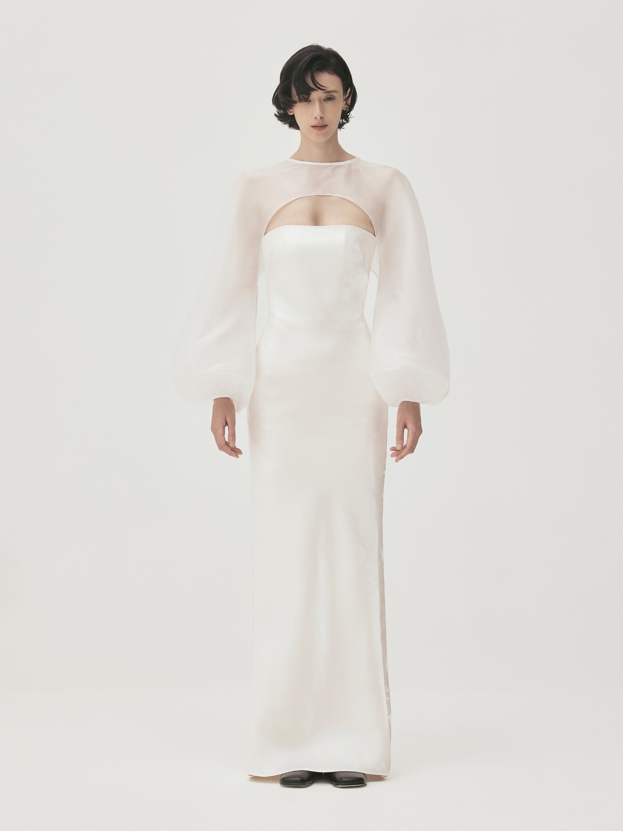 So Cocoon Curved Neck Organza Sleeves