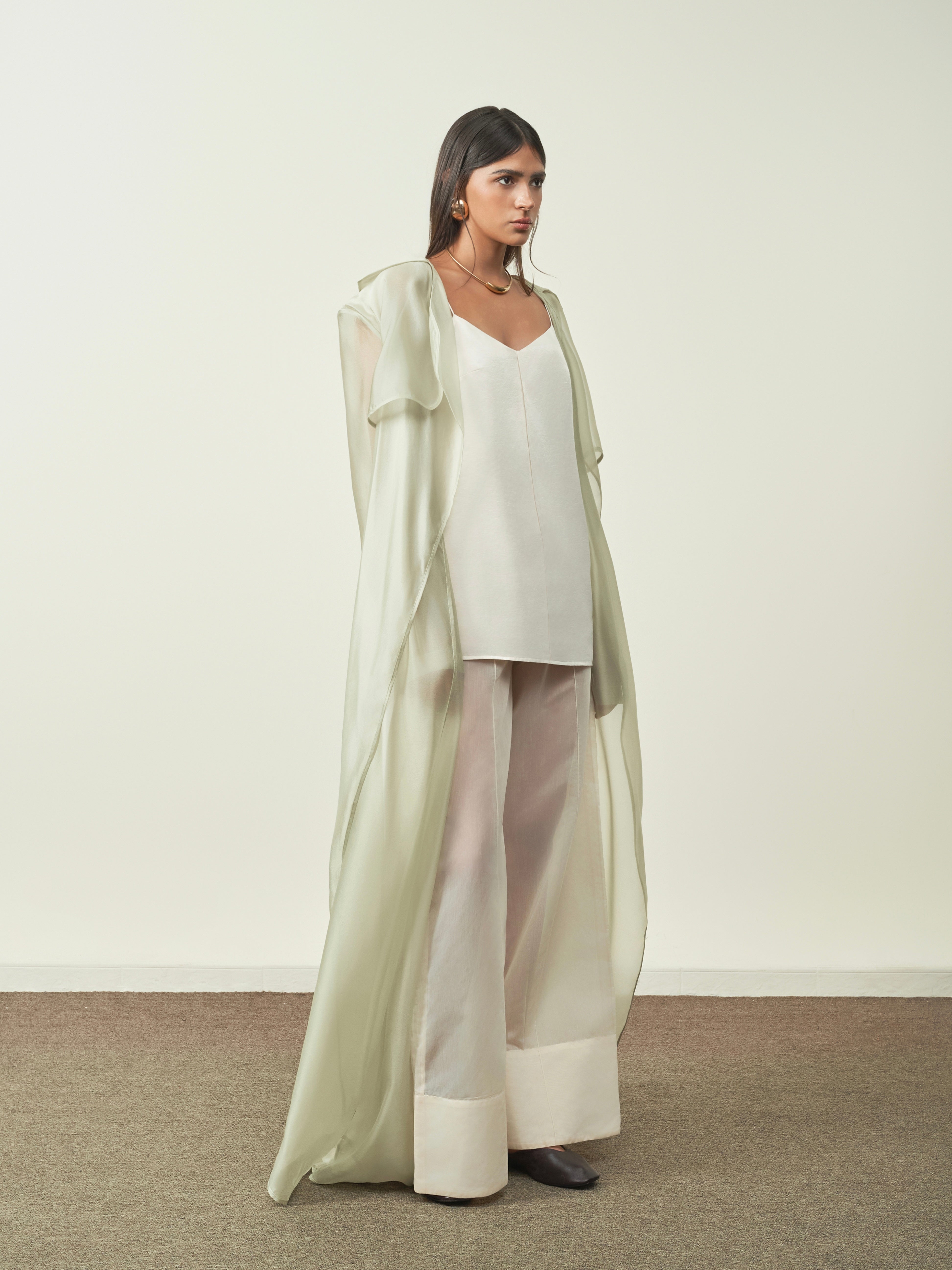 Thi Lam Straight Silk Organza Trench Coat
