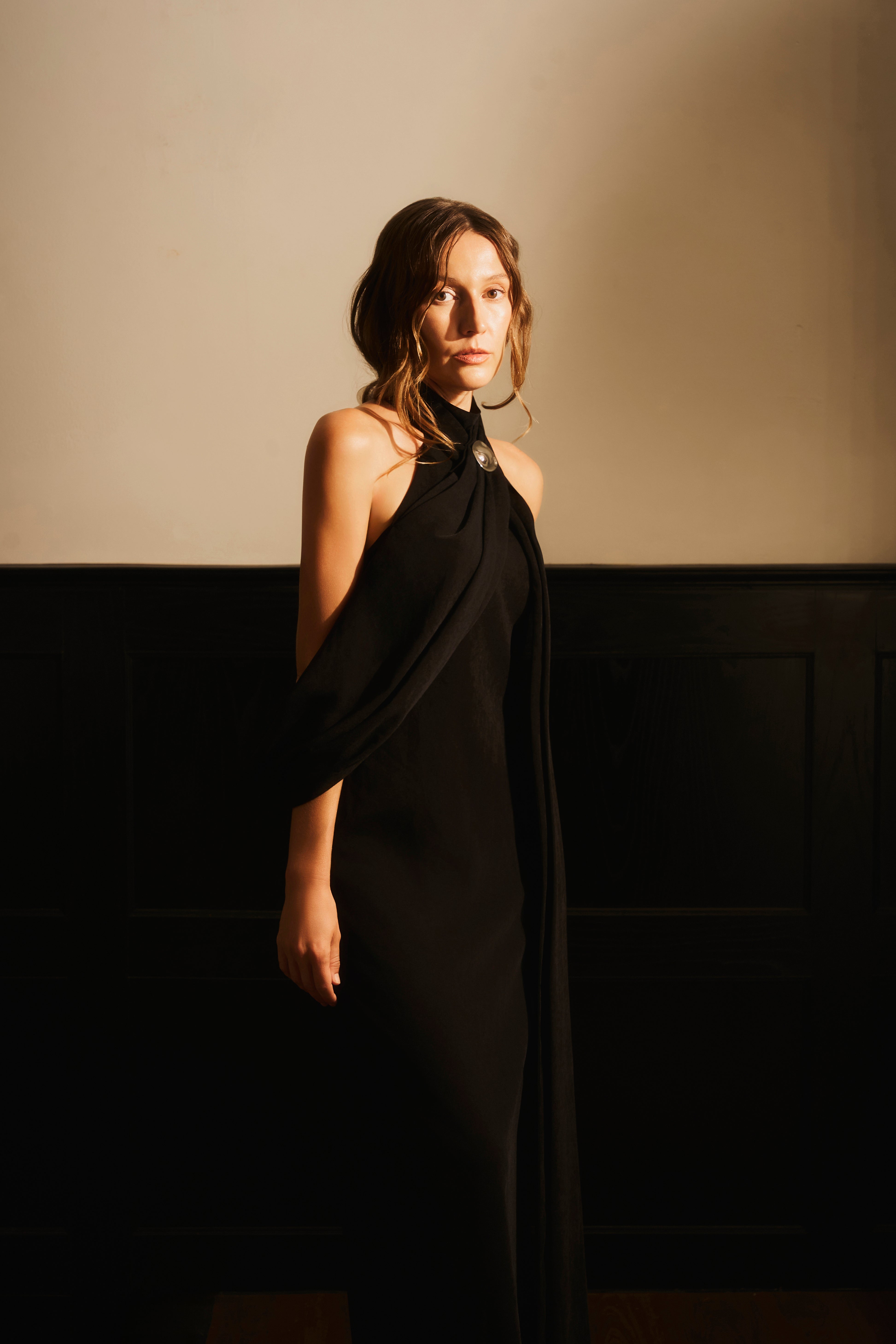 Da Minh Halter Neck Velvet Maxi Dress