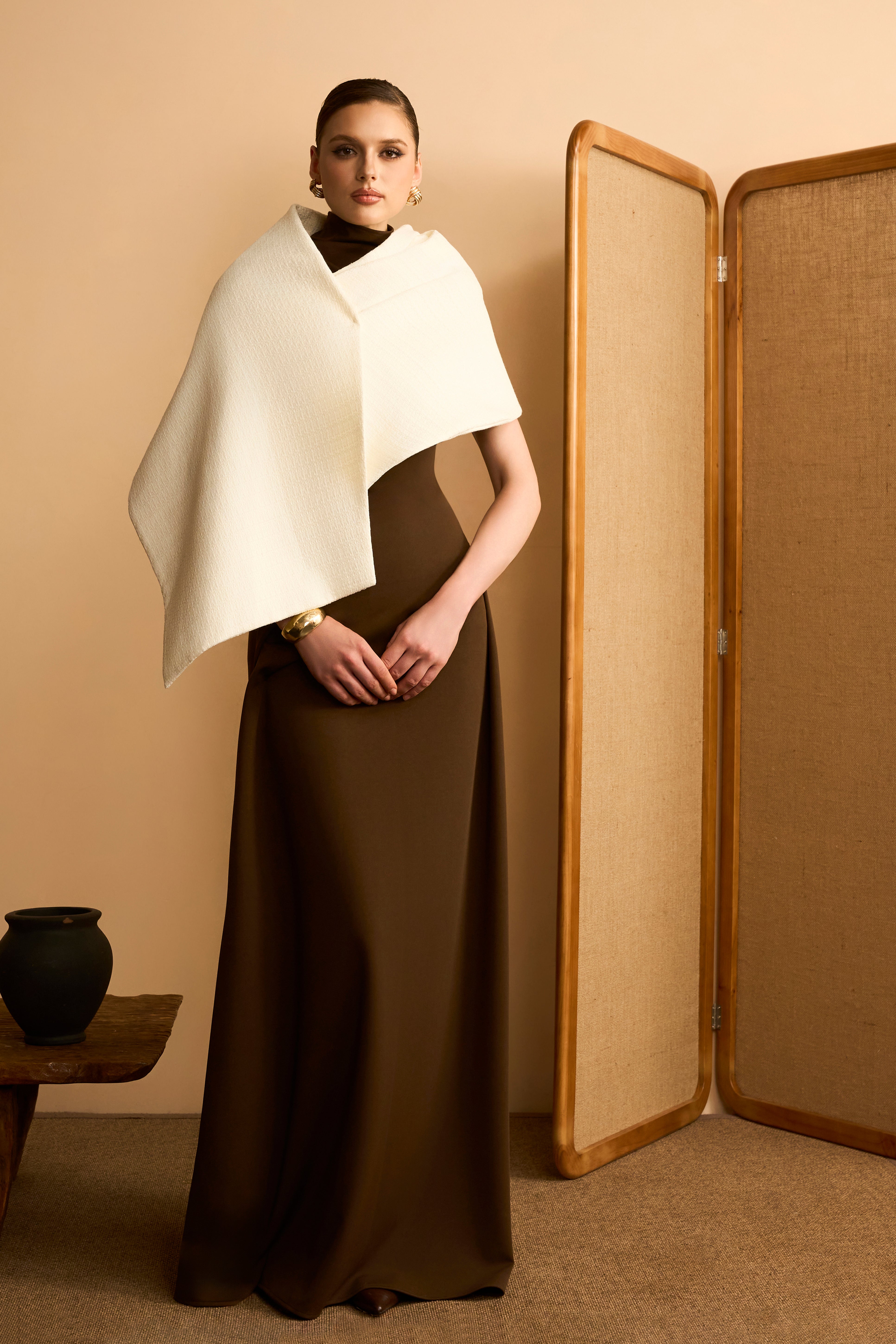 Dieu An Asymmetric Tweed Cape