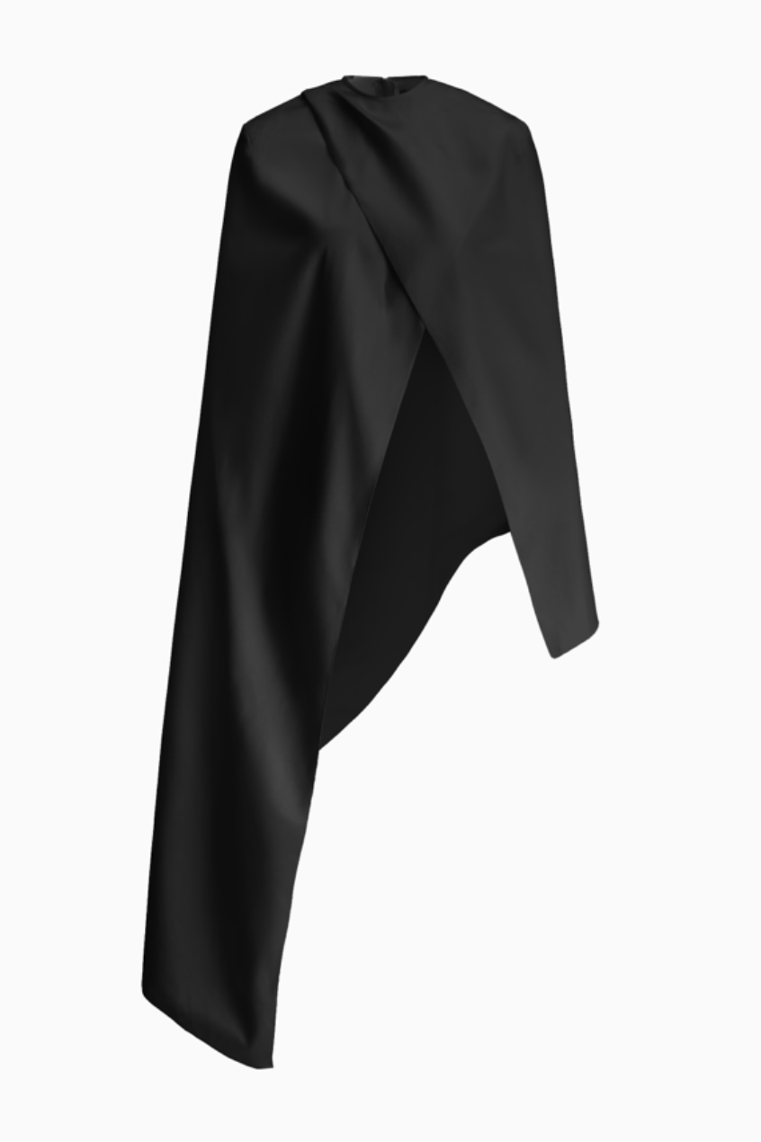 Dao Asymmetric Flowing Satin Cape