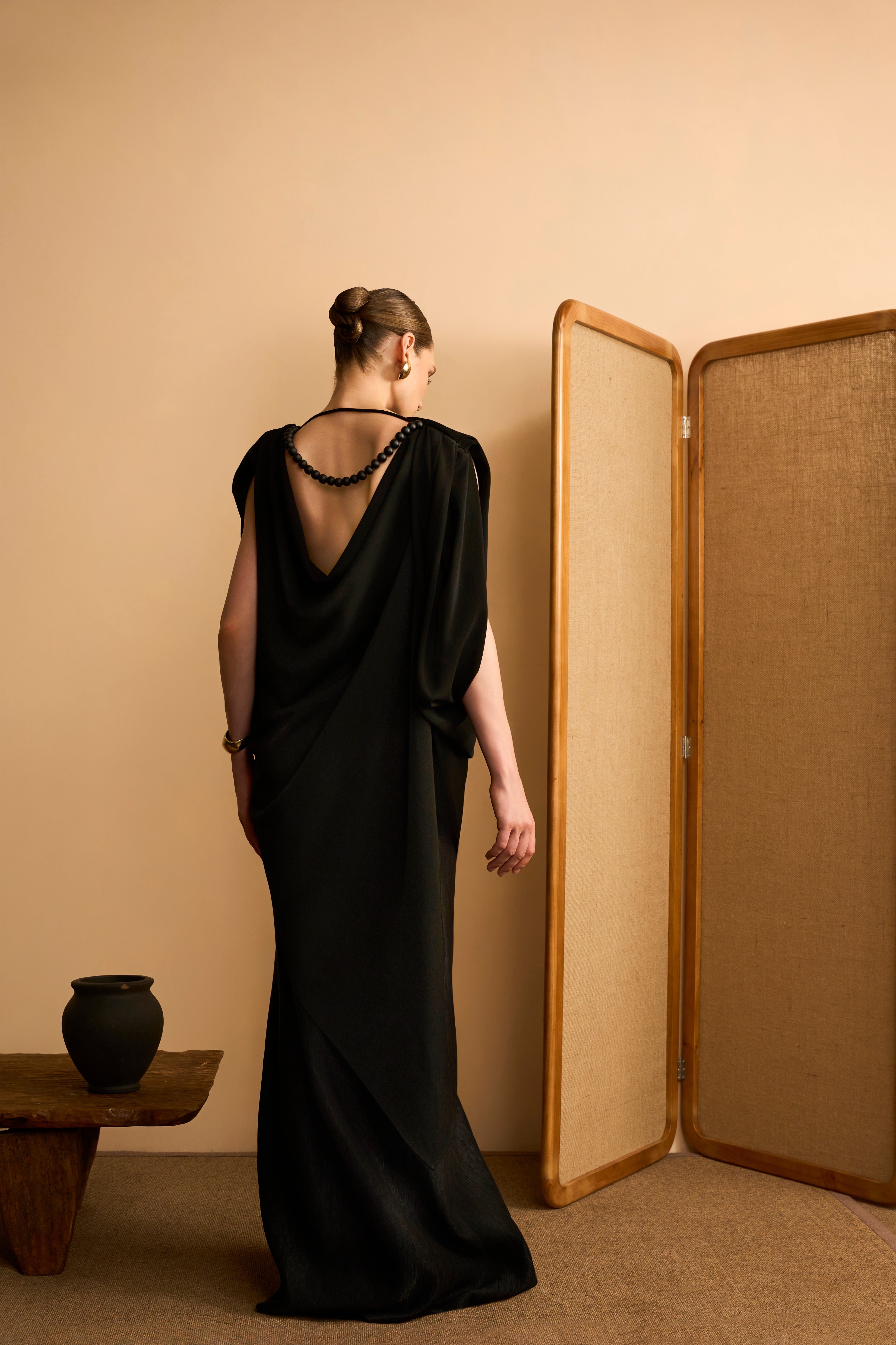 Luu Ly Mermaid Side Slit Crinkle Burlap Skirt