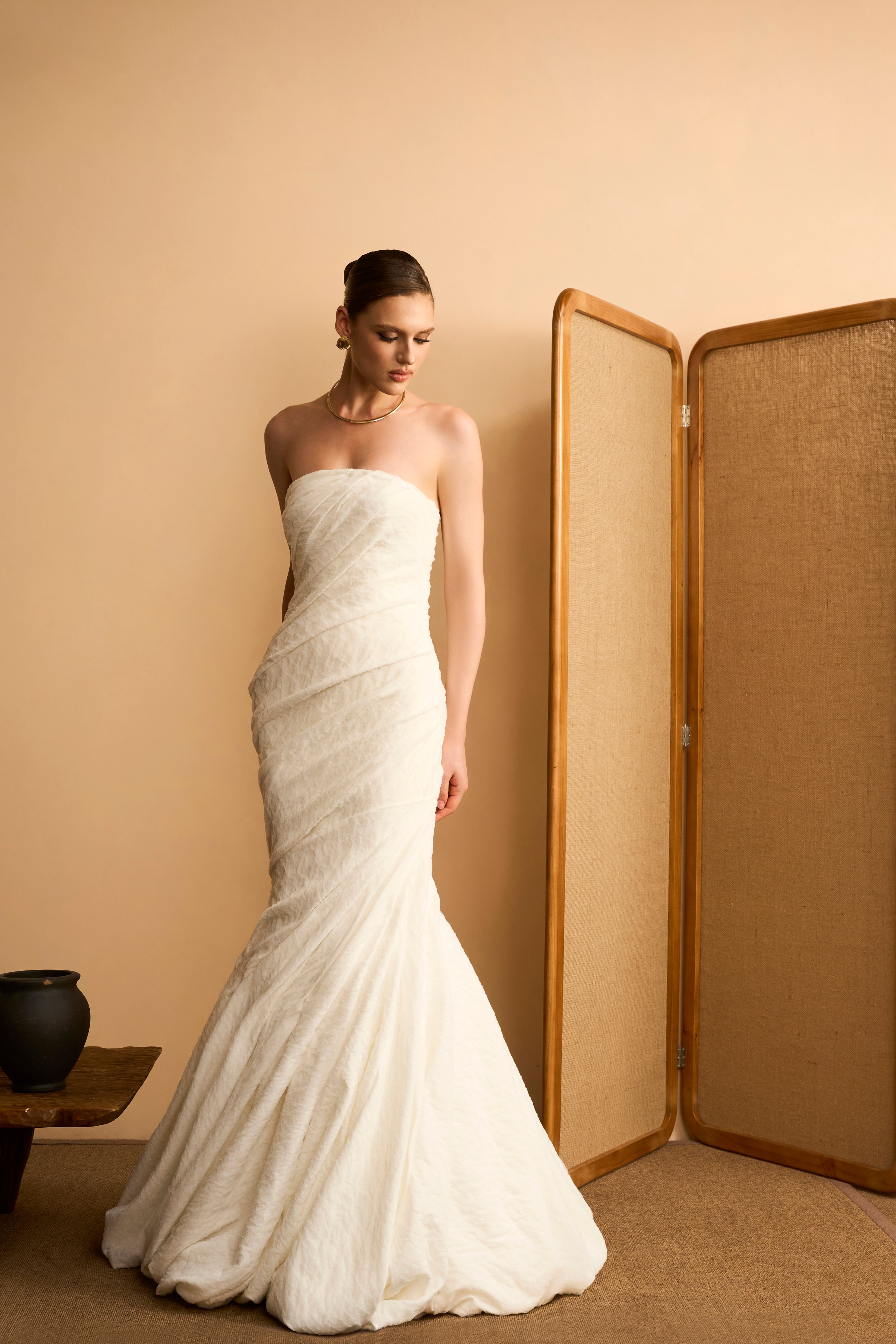 Bach Sa Mermaid Diagonal Draped Stretch Lace Maxi Dress