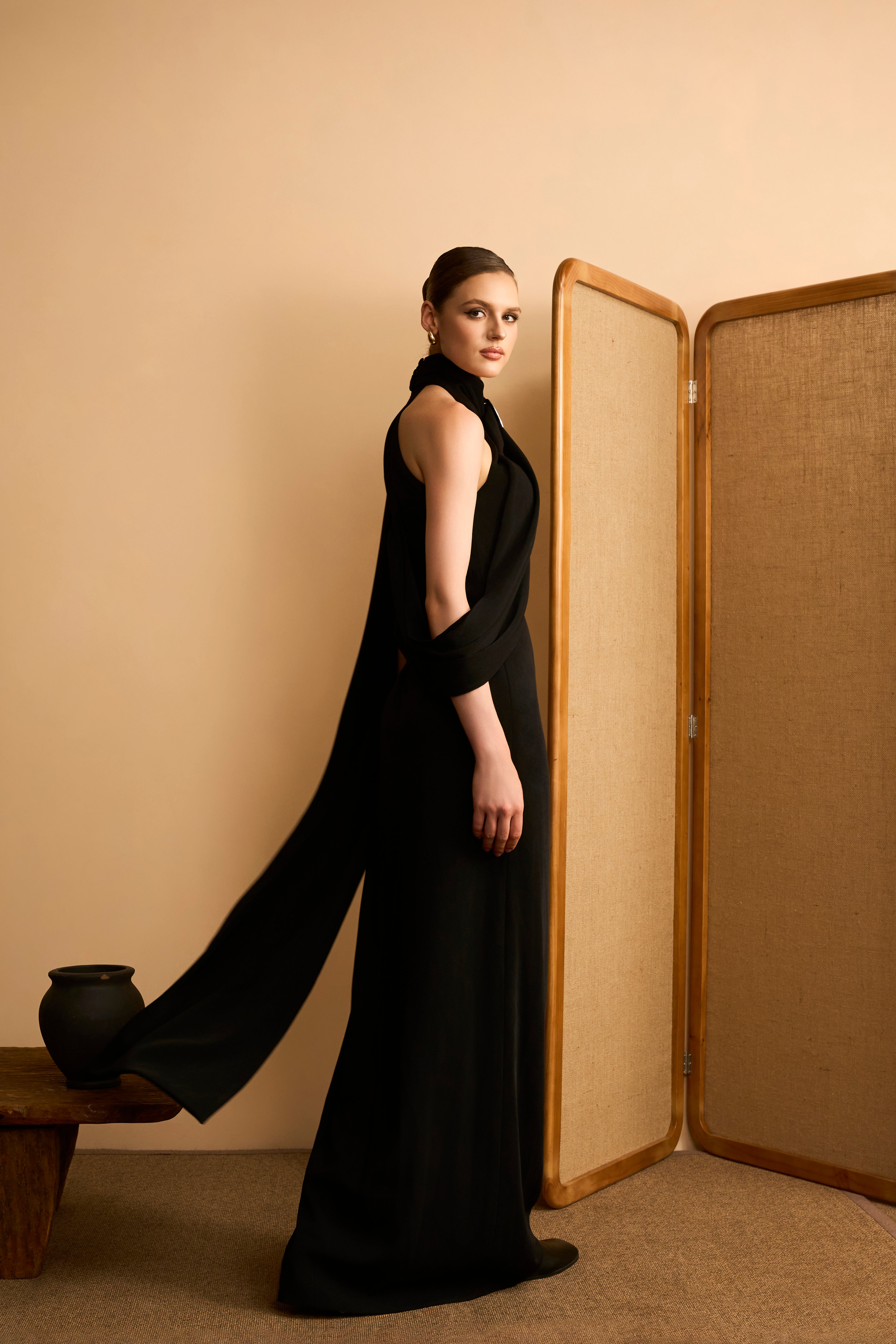 Da Minh Halter Neck Velvet Maxi Dress