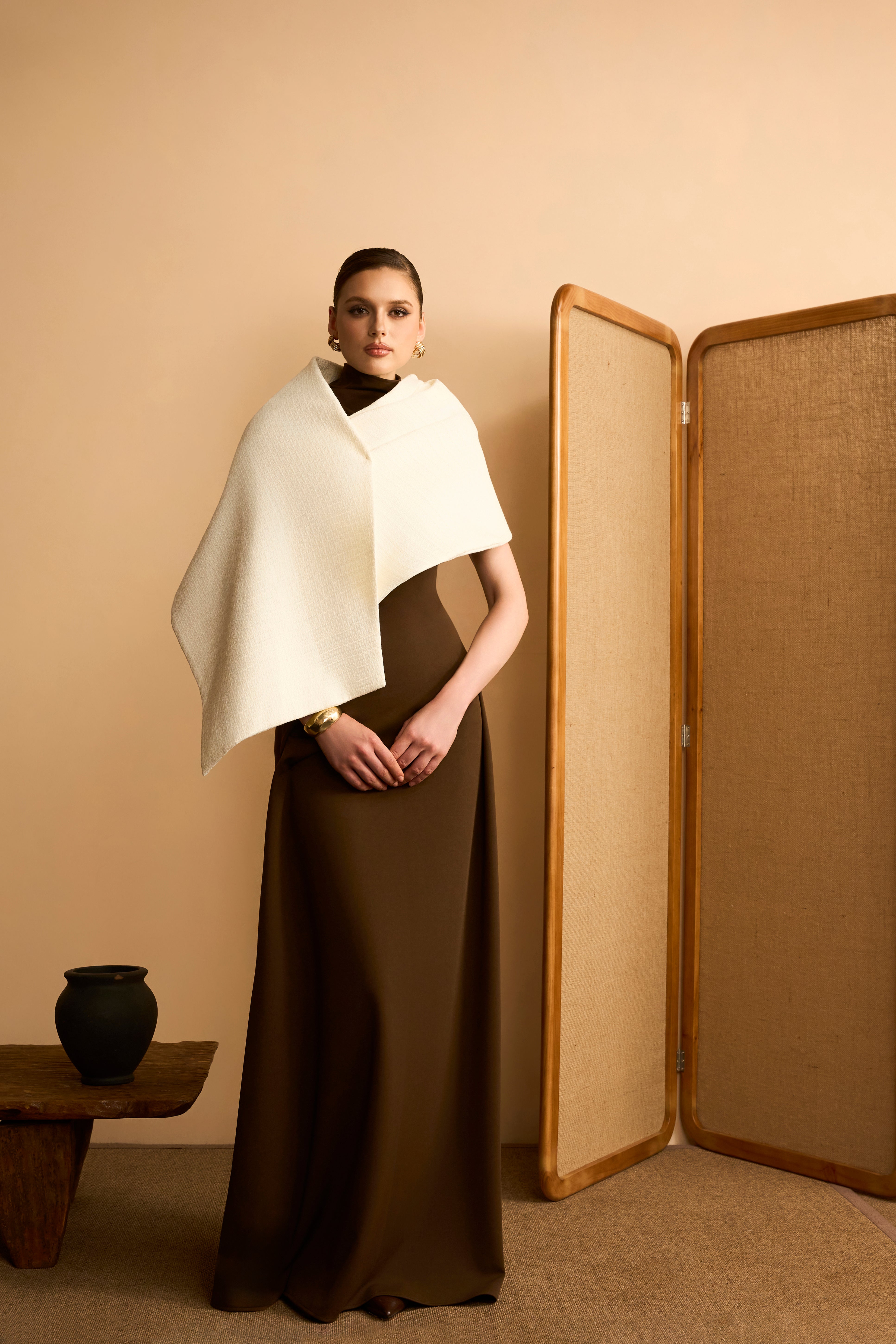 Dieu An Asymmetric Tweed Cape