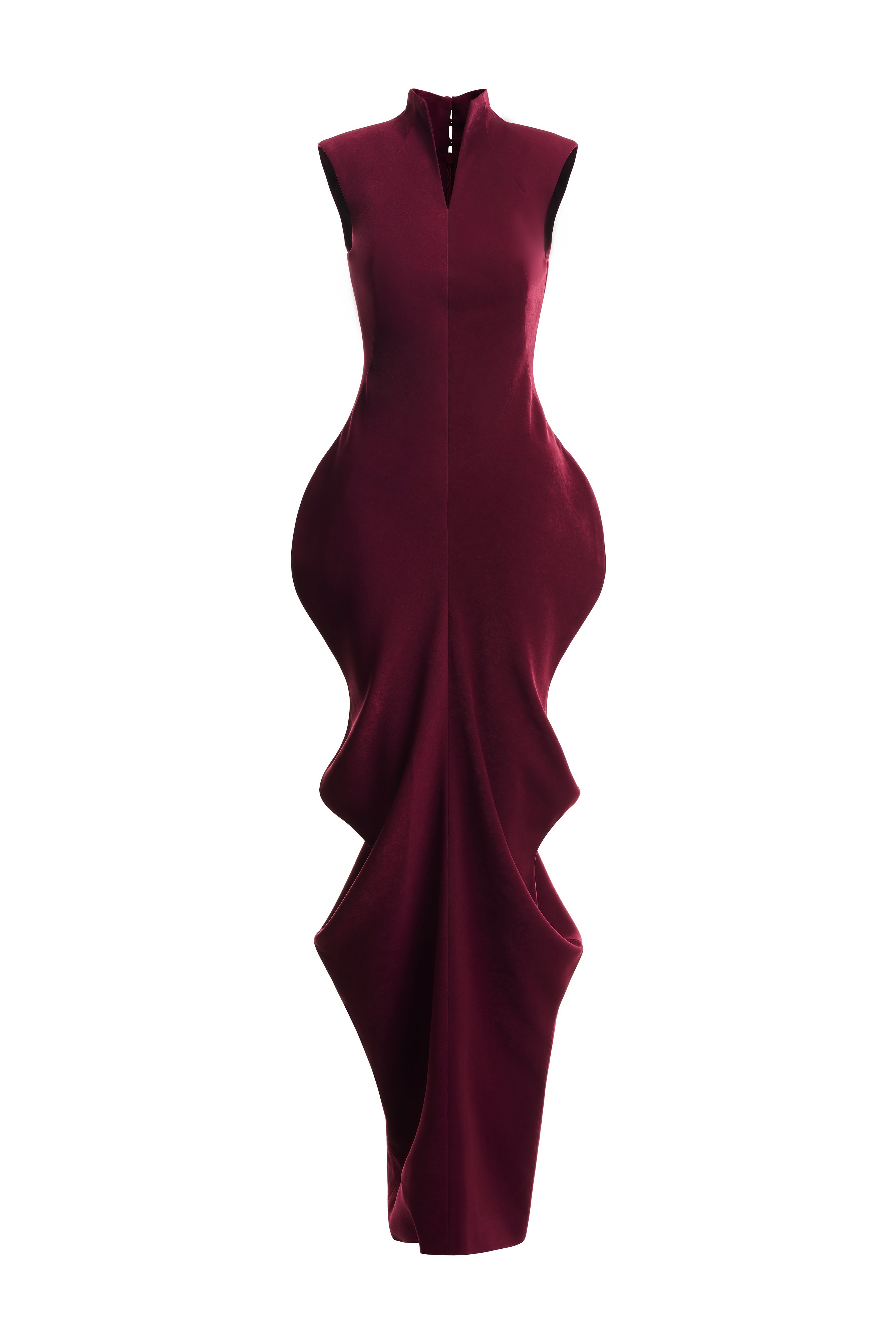 Ngoc Binh Sheath Architectural Shape Velvet Dress