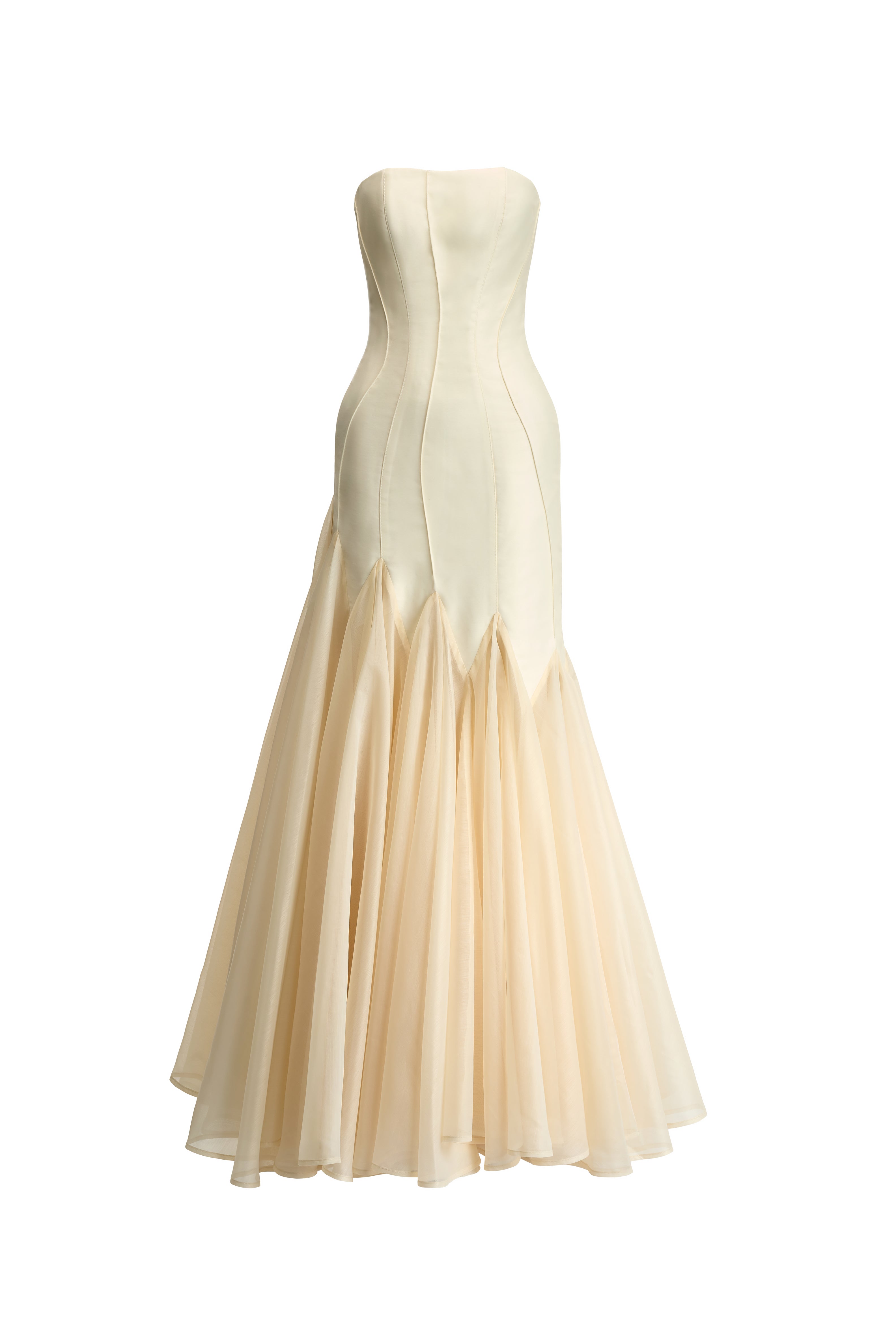 Yen Van Trumpet Strapless Organza & Taffeta Maxi Dress