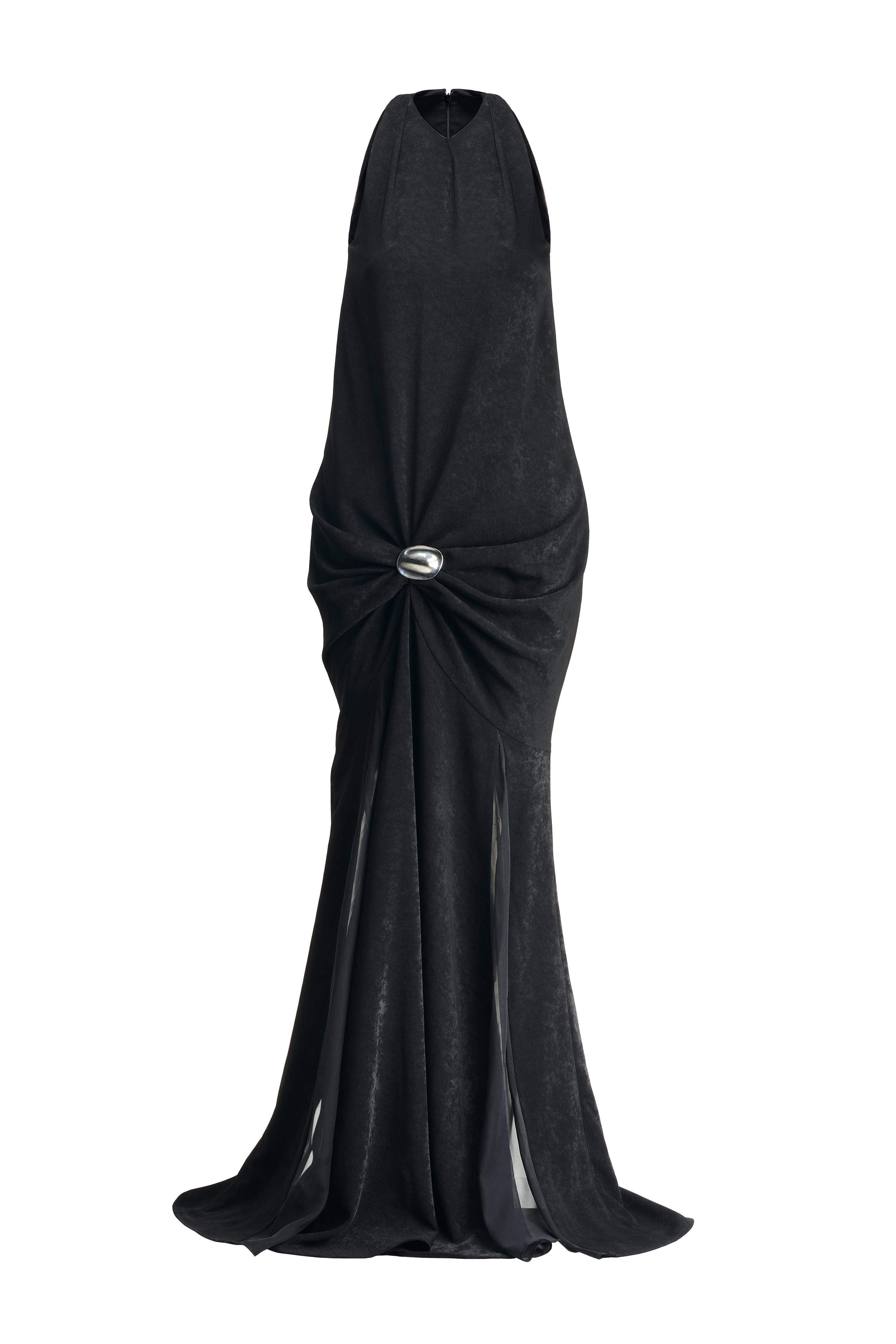 Da Lam Sheath Halter Neck Velvet Maxi Dress