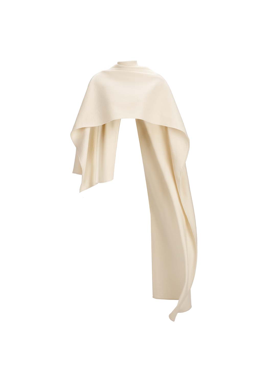 Da Asymmetric High Neck Wool Cape