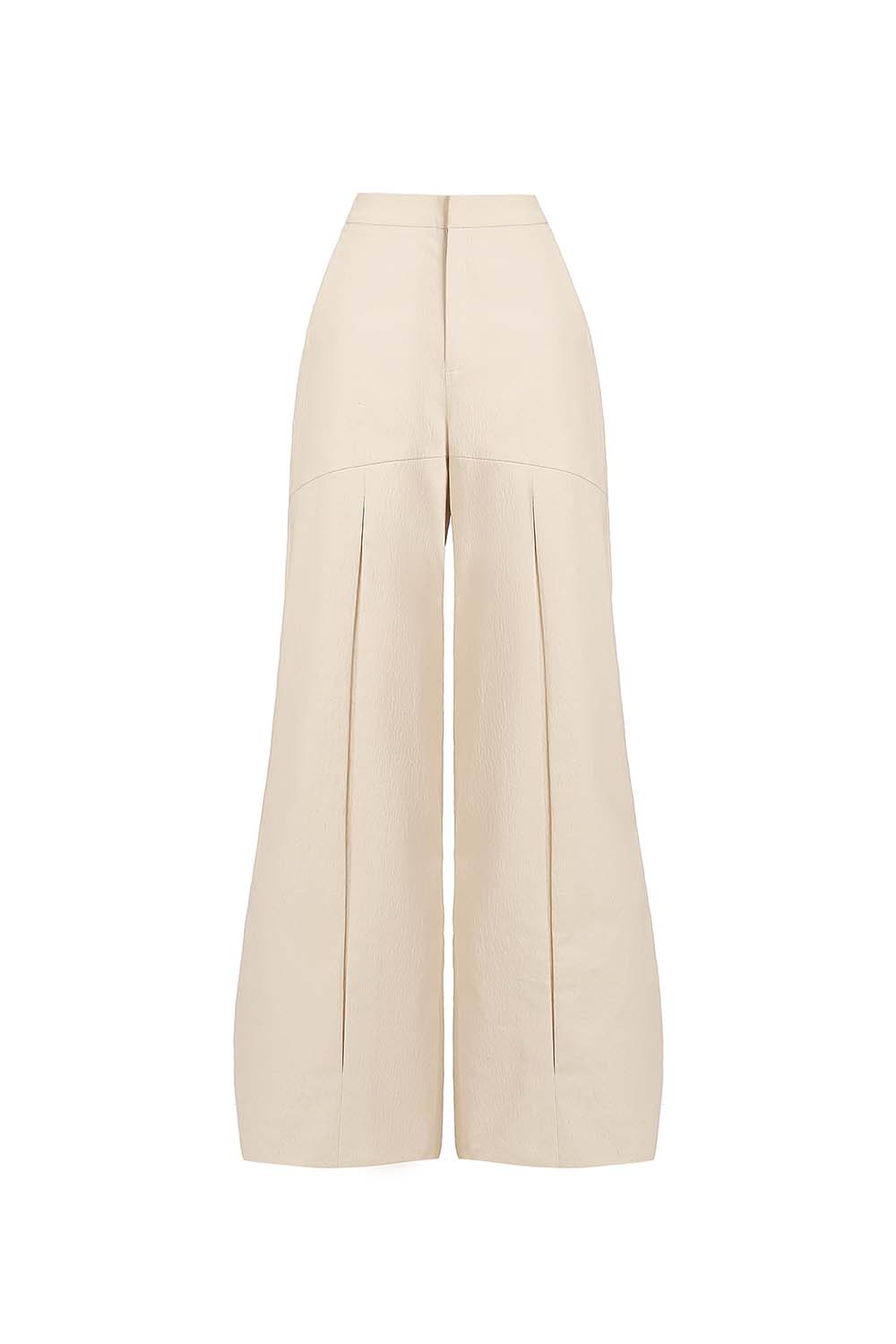 Nguyen Pleated High Waist Polyester Pants