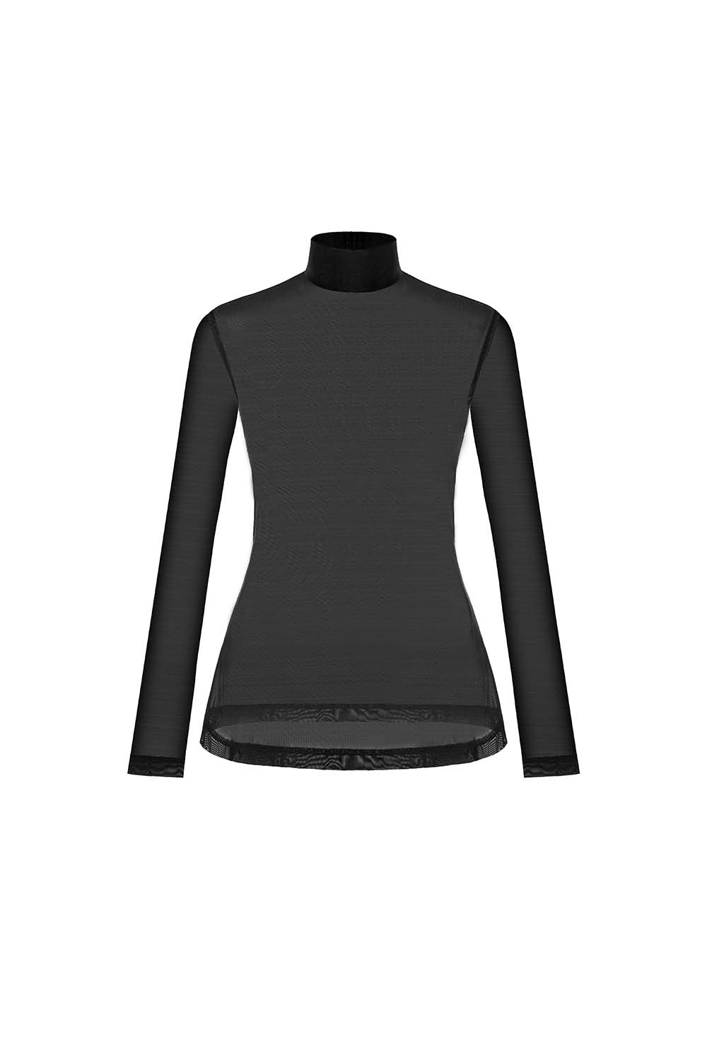 High-neck Long Sleeve See-through Elastic Top