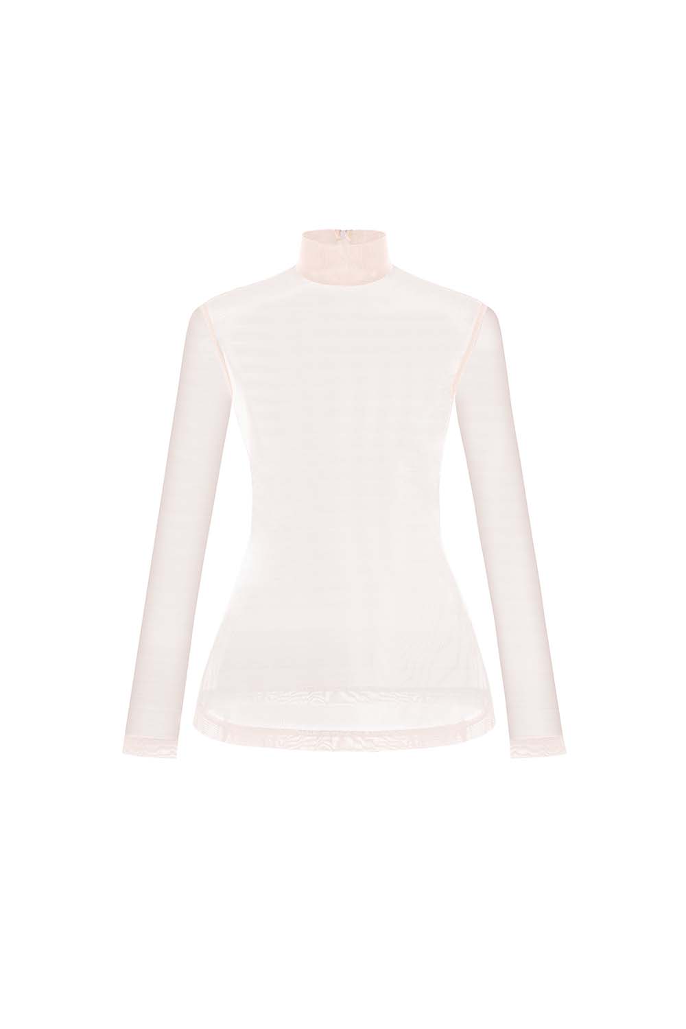 High-neck Long Sleeve See-through Elastic Top