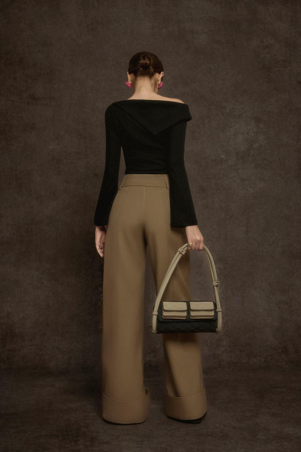 Chieu Straight Wide Leg Khaki Floor Length Pants - 