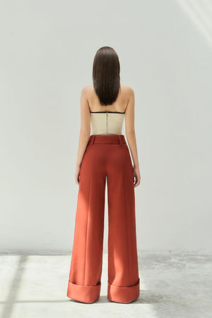 Chieu Straight Wide Leg Khaki Floor Length Pants - 