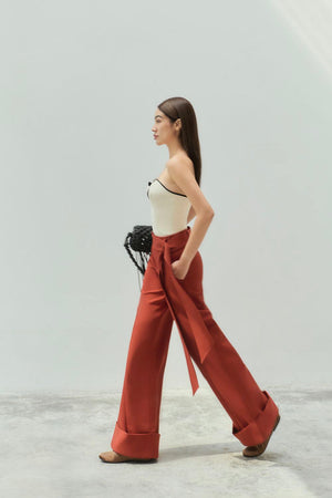 Chieu Straight Wide Leg Khaki Floor Length Pants - 