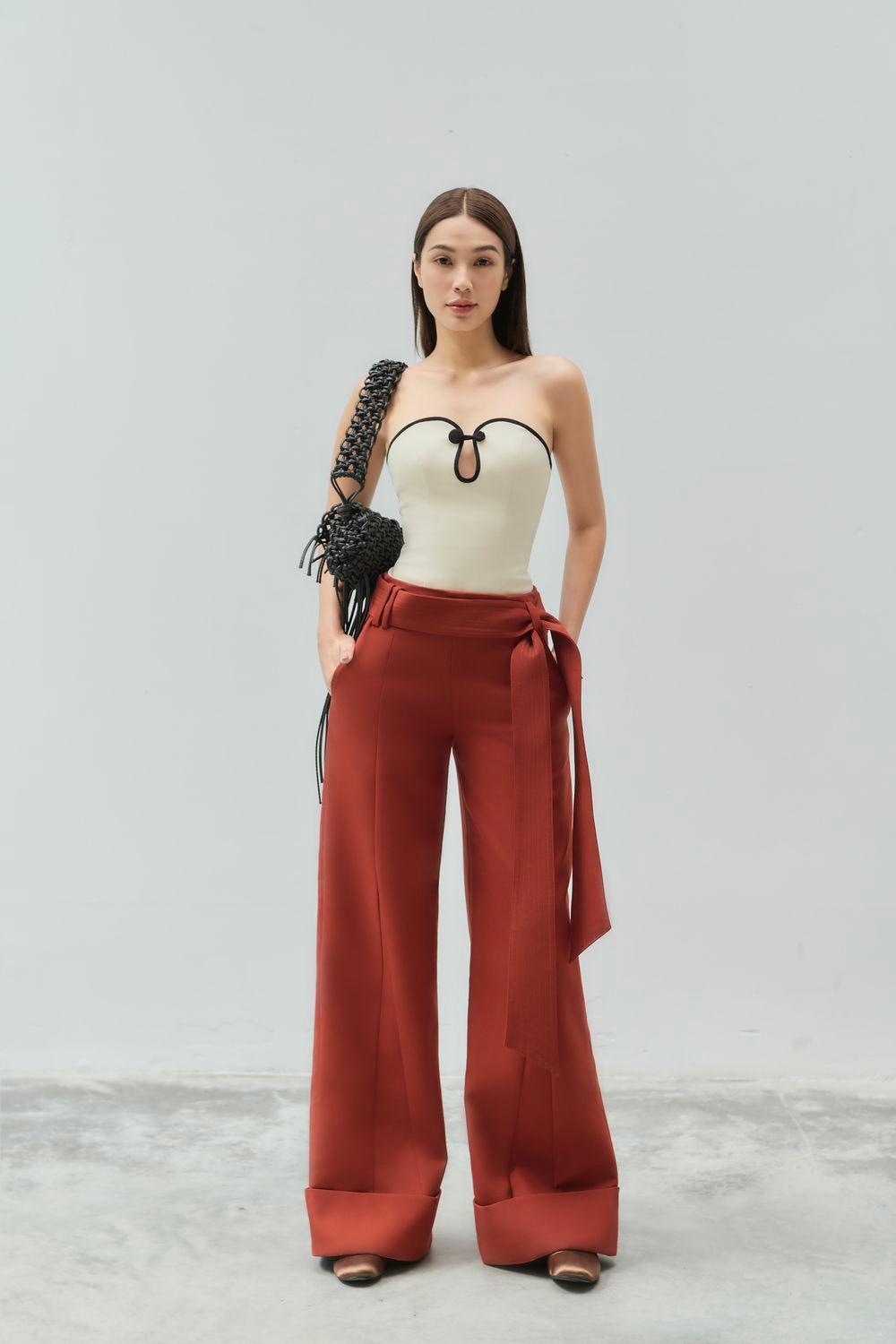 Chieu Straight Wide Leg Khaki Floor Length Pants - 