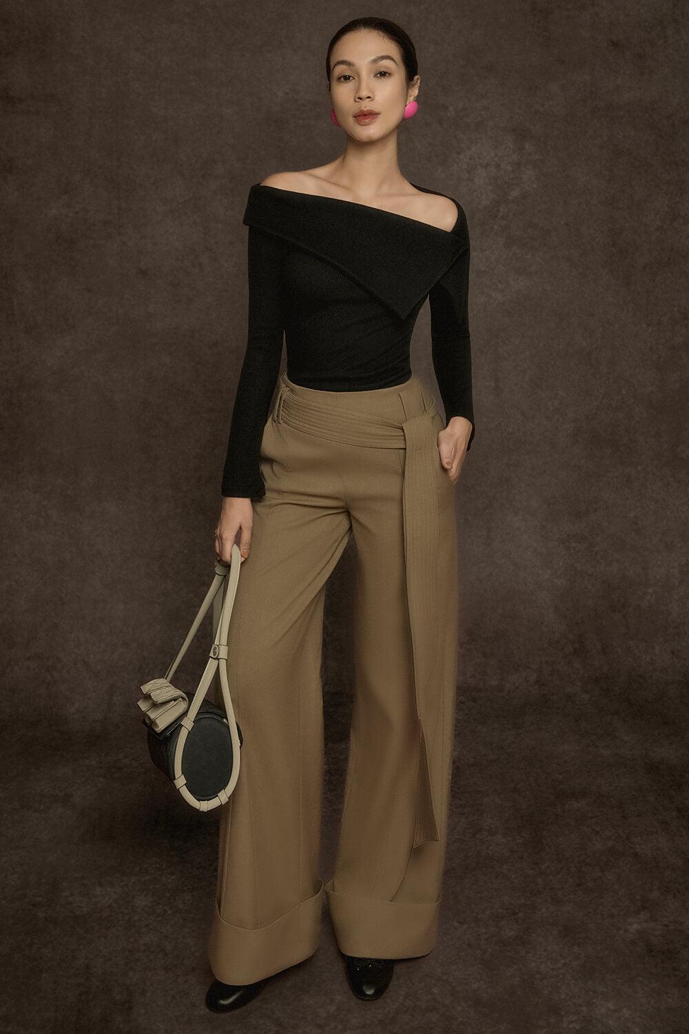 Chieu Straight Wide Leg Khaki Floor Length Pants - 