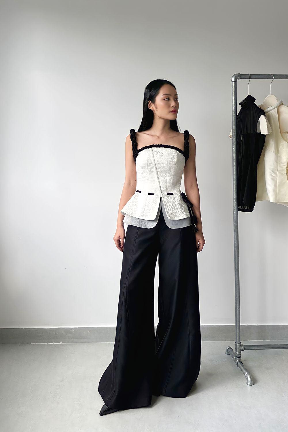Du Flared Wide Leg Cotton Twill Floor Length Pants - 