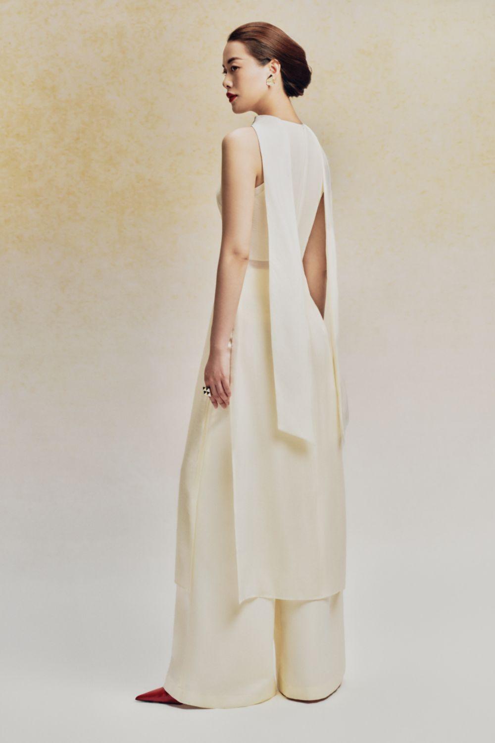 Du Flared Wide Leg Cotton Twill Floor Length Pants - 