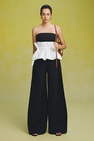 Giang Cocoon Wide Leg Ribbed Velvet Floor Length Pants - 