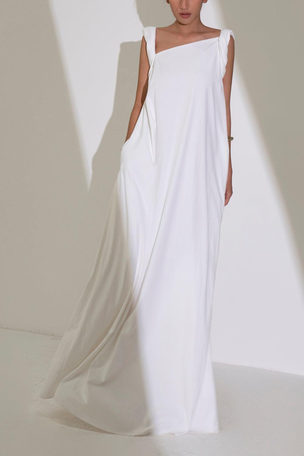 Women's Hy Flared Strappy Floss Floor Length Dress Freesize White Women's Hy Flared Strappy Floss Floor Length Dress Freesize White