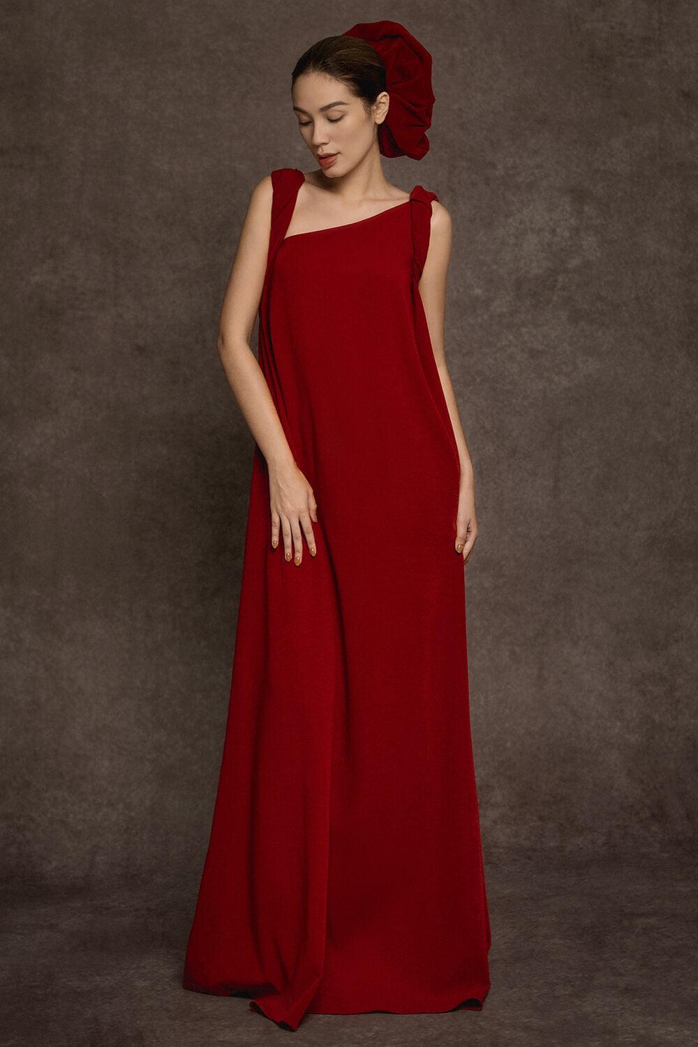 Hy Flared Strappy Velvet Floor Length Dress - 