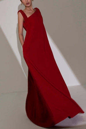 Hy Flared Strappy Velvet Floor Length Dress 