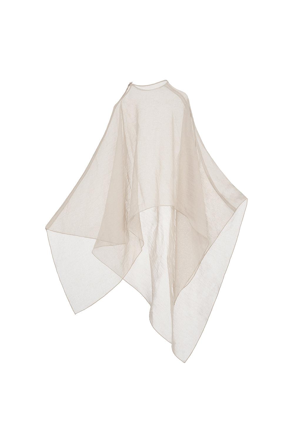 Phi Asymmetric See-Through Cotton Lawn Cape - MEAN BLVD