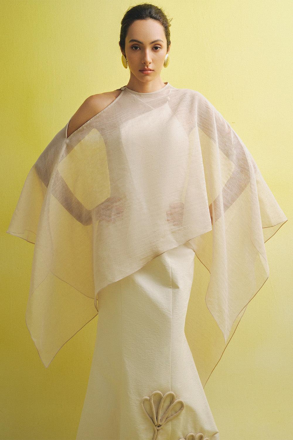 Phi Asymmetric See-Through Cotton Lawn Cape - MEAN BLVD