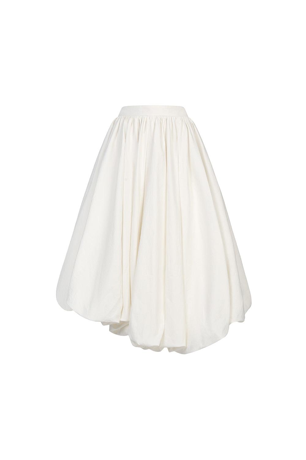 Van Vi Bubble Asymmetric Linen Blend Midi Skirt - 